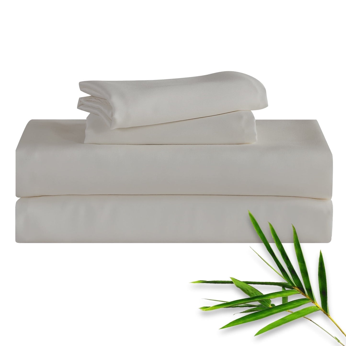 Hitime 4PC Bamboo Queen Sheet Set, Deep Pocket Fit 16, Breathable Super Soft Luxury Hotel Style Home Decor Queen Size Sheet Set, Gift for Women, Men - 2 Pillowcases, 1 Flat Sheet, 1 Fitted Sheet
