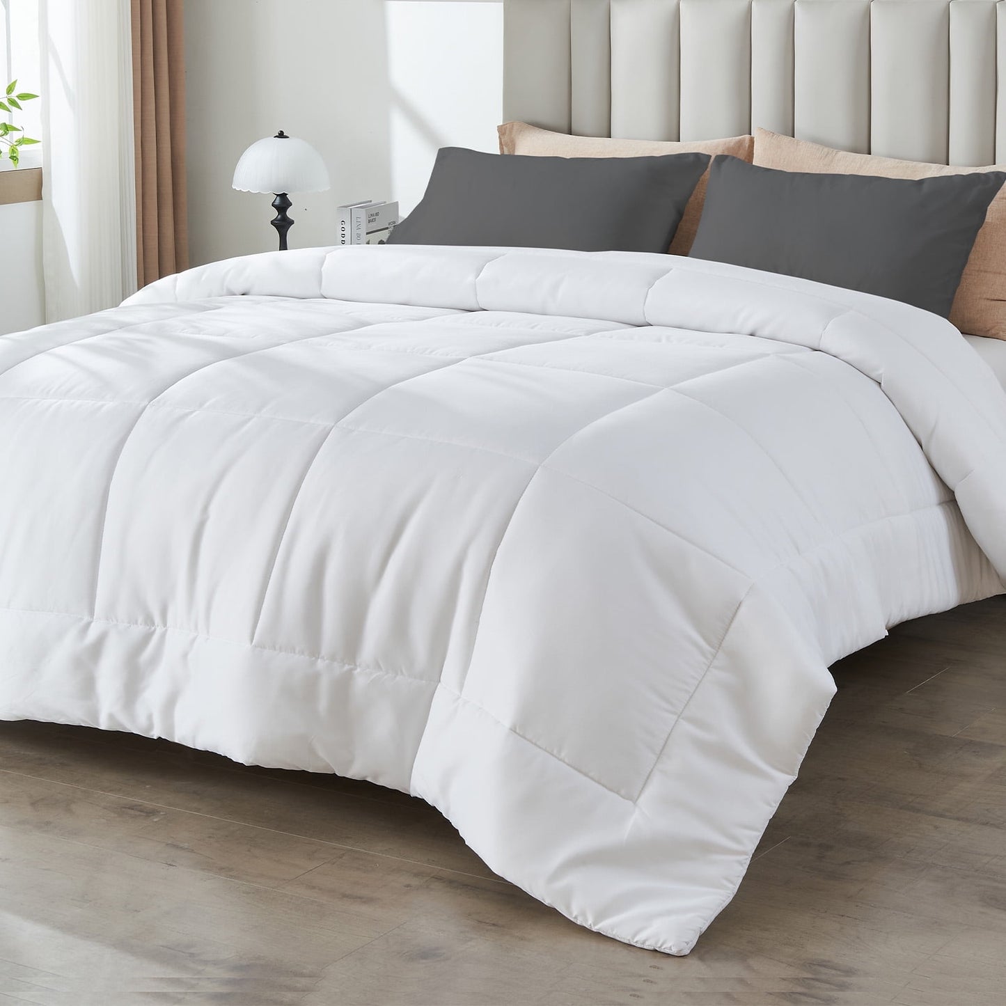 Hitime All Season Comforter Duvet Insert White Twin XL Size Down Alternative Bedding (White, Twin XL - 68 x 92)