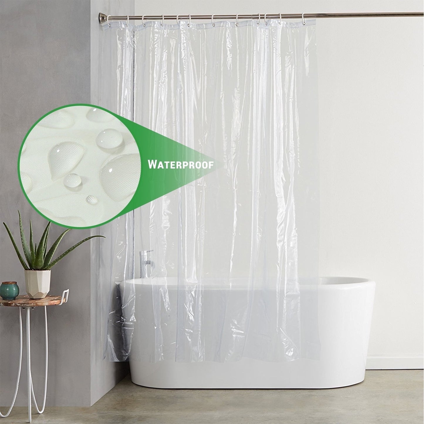Hitime Bathroom Shower Curtain - Waterproof Plastic Shower Curtain Premium PEVA Non-Toxic with Rust Proof Grommets Clear 8G Heavy Duty Bathroom Accessories (Transparent, 72x72)
