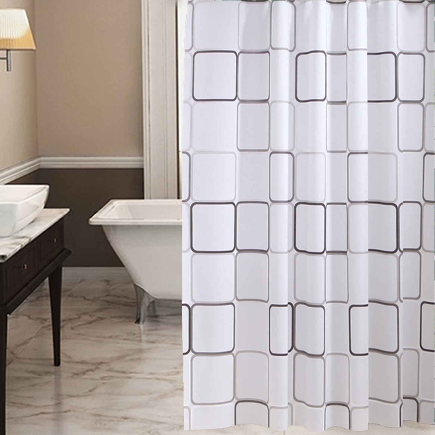 Hitime Bathroom Shower Curtain - Waterproof Plastic Shower Curtain Premium PEVA Non-Toxic with Rust Proof Grommets Clear 8G Heavy Duty Bathroom Accessories (Plaid, 72x72)