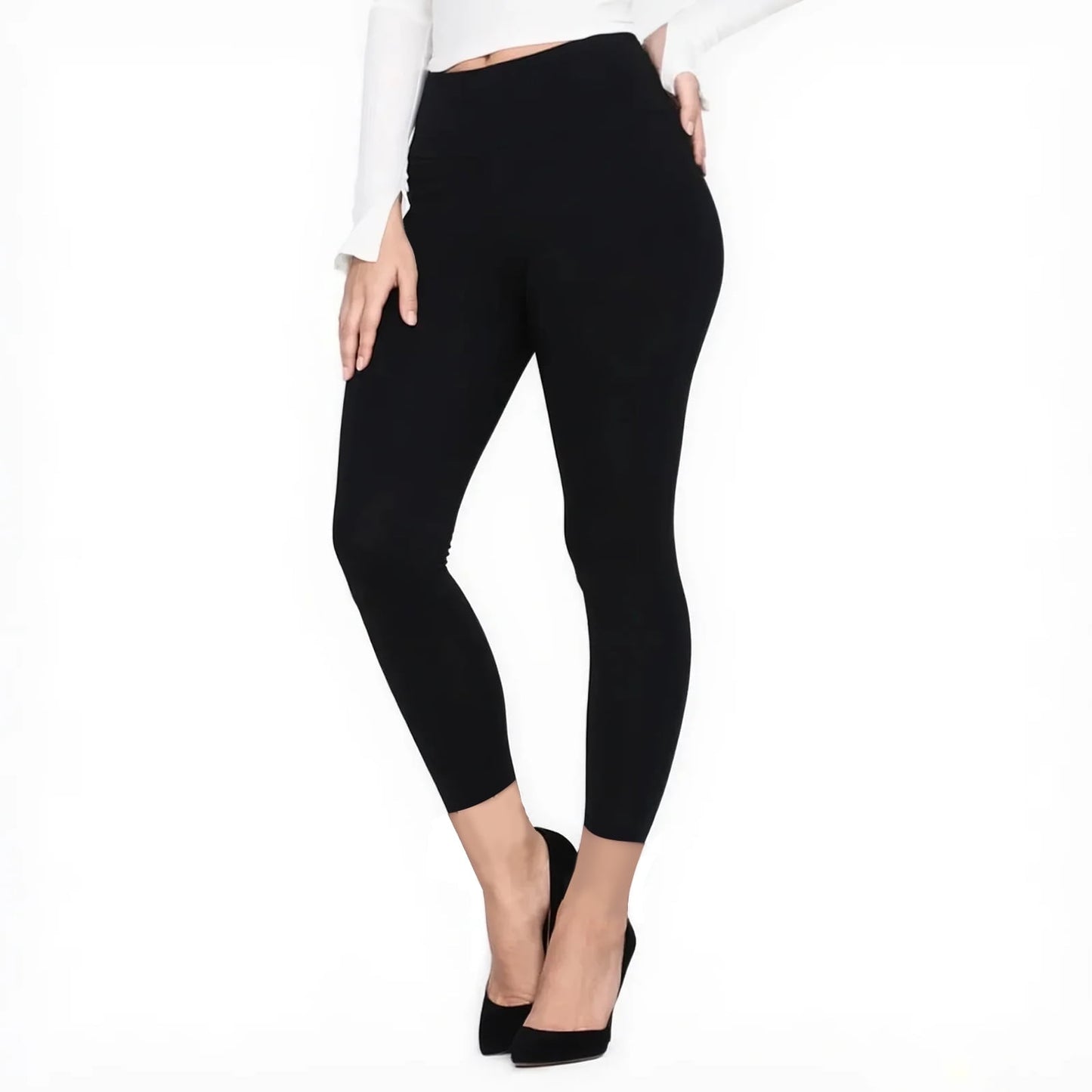 itime Capri Workout Leggings for Women Super Soft Stretchy High Waisted Capri Length Black Sizes L-XL Yoga Workout Runnin