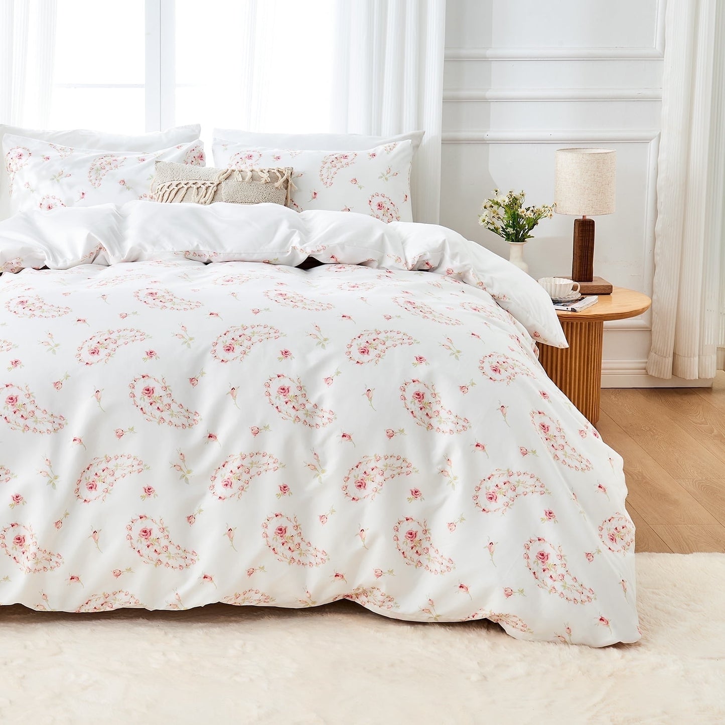 Hitime Queen Duvet Cover Set, Soft & Breathable Microfiber 3 Pieces Queen Bedding Sets, Pattern Queen Comfy Duvet Cover Set, with Zipper Closure (Queen)