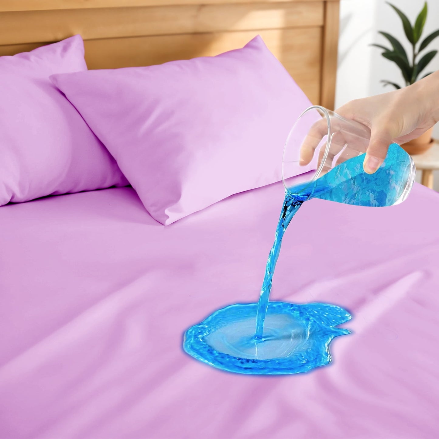 Hitime Waterproof Mattress Protector King Size, Breathable Cooling Bed Mattress Cover with Deep Pocket Plastic Mattress Protector Fitted 6-15(Microfiber, Twin 39x75)