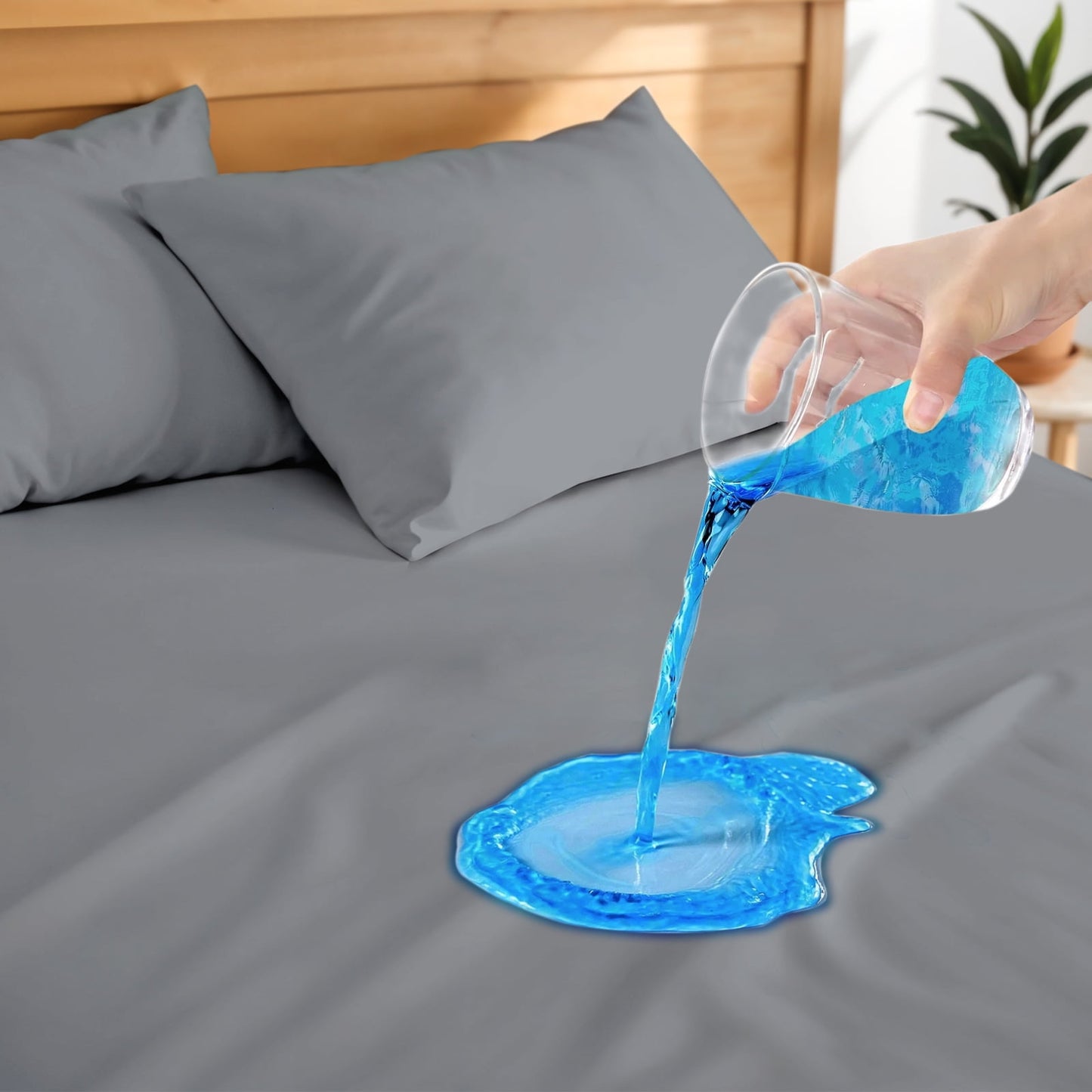 Hitime Waterproof Mattress Protector King Size, Breathable Cooling Bed Mattress Cover with Deep Pocket Plastic Mattress Protector Fitted 6-15(Microfiber, Twin 39x75)