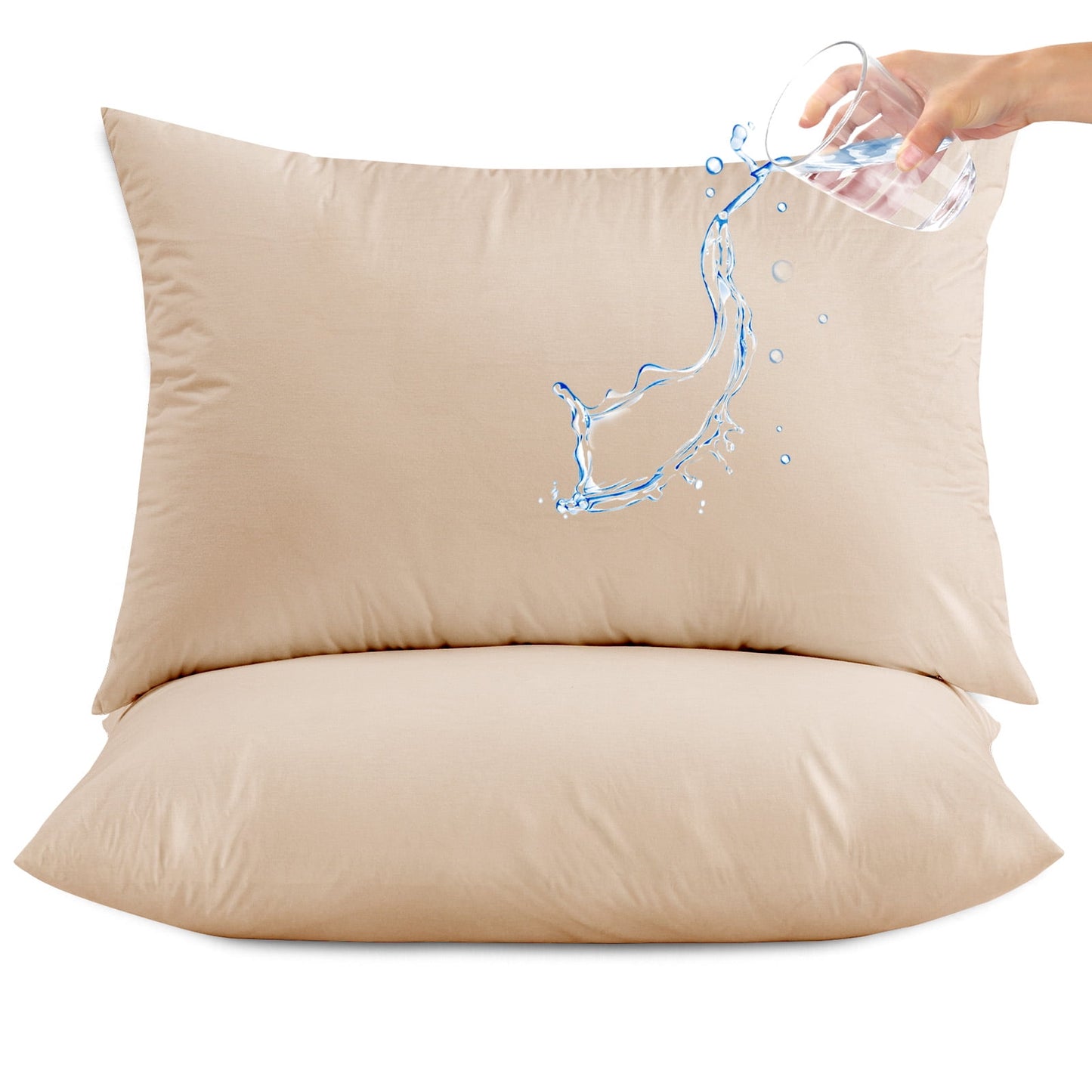 Hitime Waterproof Pillow Protectors with Zipper, Cooling Microfiber Queen Size Bed Pillow Case Covers, Bed Bug Pillow Cover, Zippered Plastic Pillowcase (2 Packs, Queen 20x30)