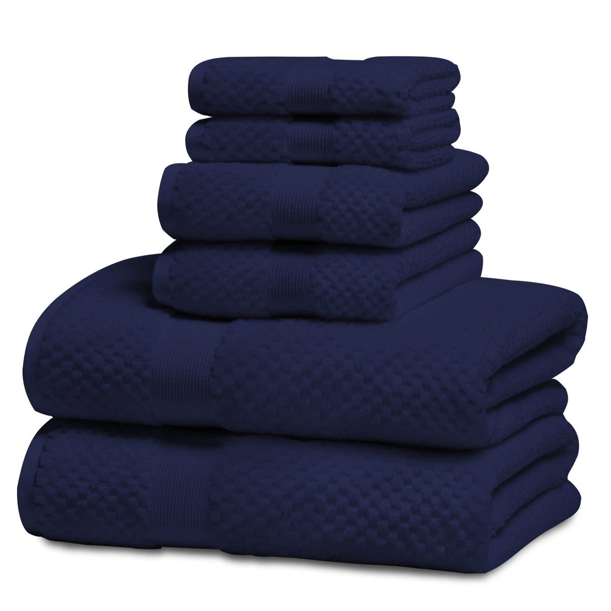 Kingrest Bath Towel Sets of 6 Pieces, 2 Bath Towels 2 Hand Towels 2 Washcloths, 100% Cotton Highly Absorbent Towels for Bathroom, Gym, Hotel
