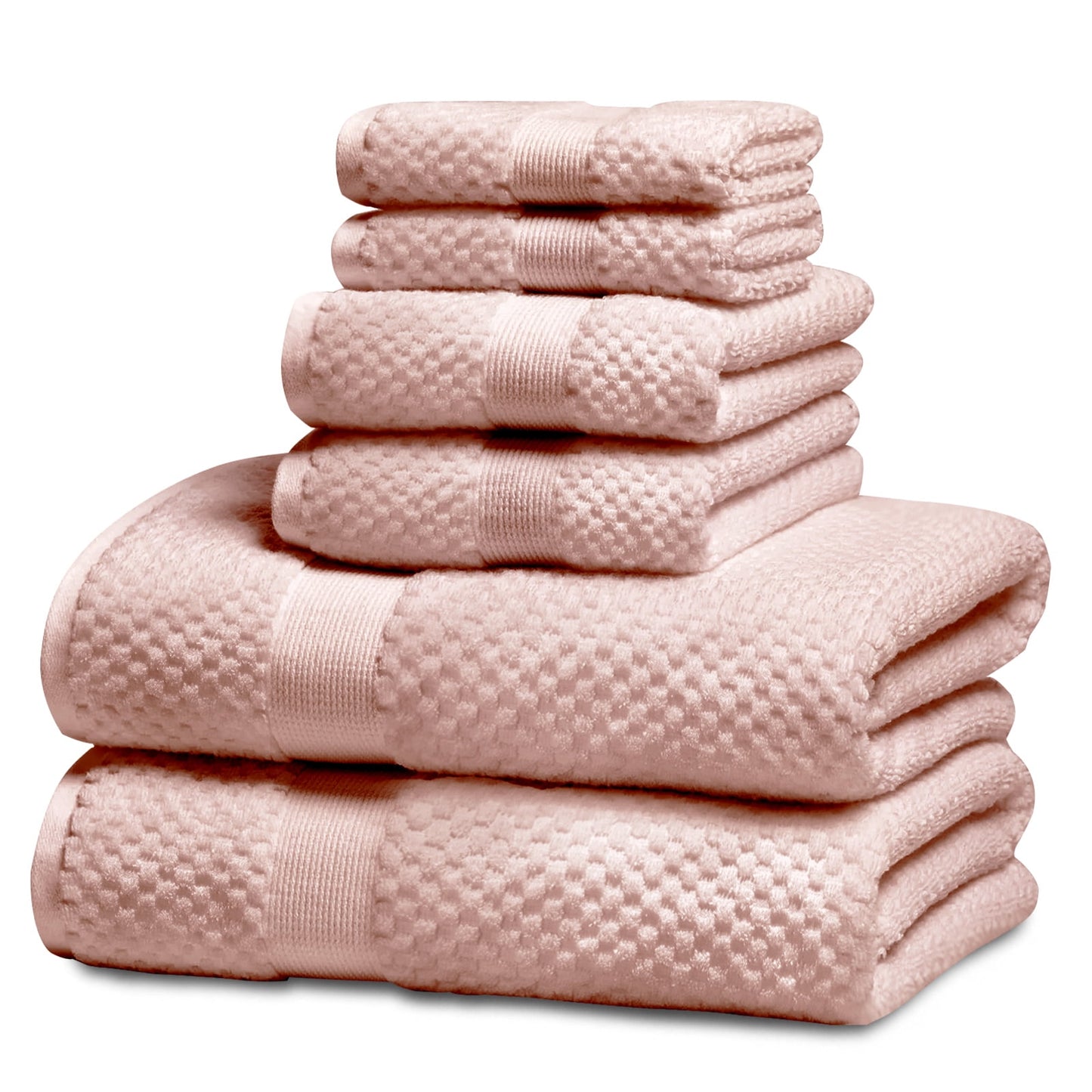 Kingrest Bath Towel Sets of 6 Pieces, 2 Bath Towels 2 Hand Towels 2 Washcloths, 100% Cotton Highly Absorbent Towels for Bathroom, Gym, Hotel