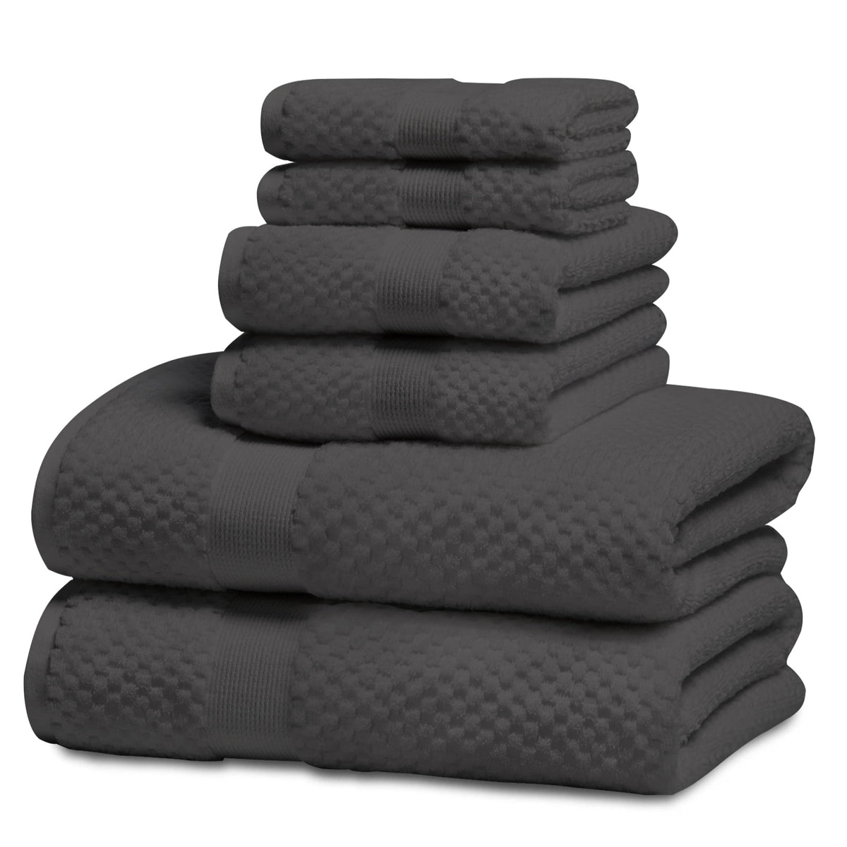 Kingrest Bath Towel Sets of 6 Pieces, 2 Bath Towels 2 Hand Towels 2 Washcloths, 100% Cotton Highly Absorbent Towels for Bathroom, Gym, Hotel