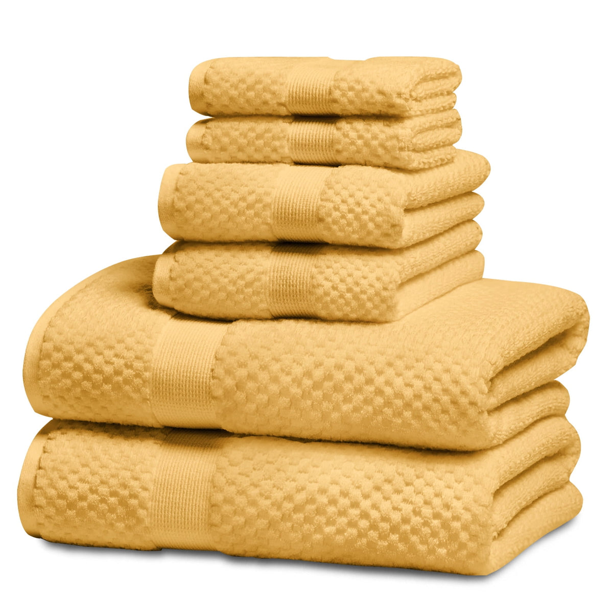 Kingrest Bath Towel Sets of 6 Pieces, 2 Bath Towels 2 Hand Towels 2 Washcloths, 100% Cotton Highly Absorbent Towels for Bathroom, Gym, Hotel