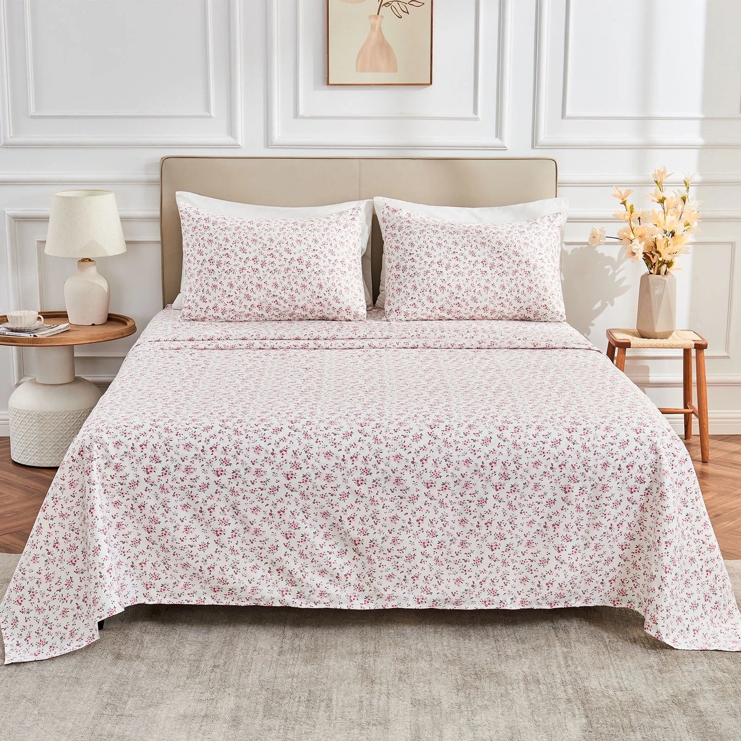 Gogreen New 4 Pieces Printed Sheet Set Deep Pocket Fit 14", Breathable Microfiber Super Soft Sheet Set Cooling Sheets, Luxury Hotel Style Home Decor Bed Sheet Set, Gift for Women, Men