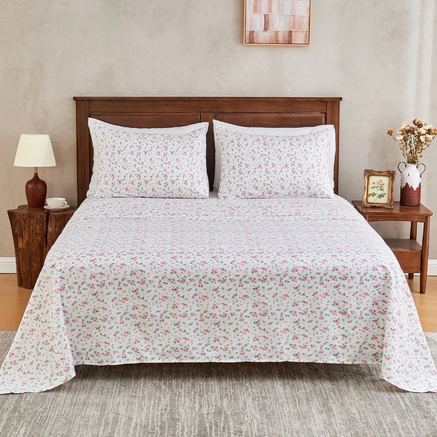 Gogreen New 4 Pieces Printed Sheet Set Deep Pocket Fit 14", Breathable Microfiber Super Soft Sheet Set Cooling Sheets, Luxury Hotel Style Home Decor Bed Sheet Set, Gift for Women, Men