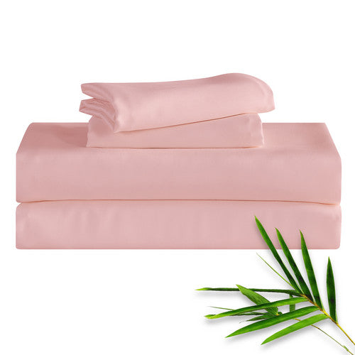 Hitime 50% Bamboo & 50% Microfiber Solid 4 Pieces Printed Sheet Set Deep Pocket Fit 14", Breathable Super Soft Sheet Set Cooling Sheets, Luxury Hotel Style Home Decor Bed Sheet Set, Gift for Women, Men