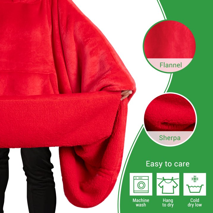 GOGREEN Original | Oversized Wearable Blanket Hoodie, Thick Sherpa Fleece Sweatshirt Hooded Blanket with Giant Hood Kangroo Pocket for Adults Women Men, One Size Fits All