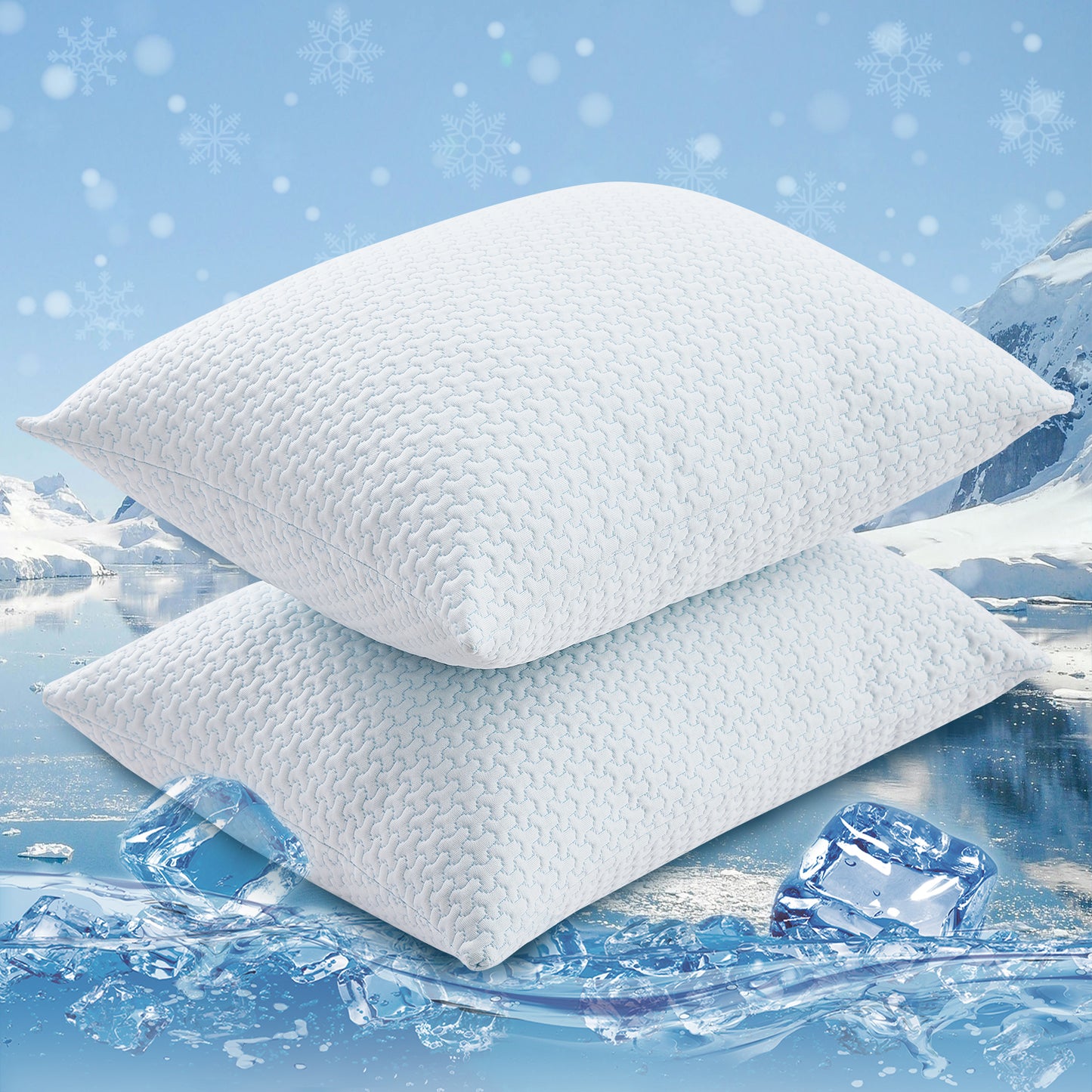 GOGREEN Cooling 3D Air Fiber Waterproof Pillow Protector, Breathable Pillow Cover, 3D Air Fabric Cooling Pillow Case Protector with Zipper (2 Packs, White)