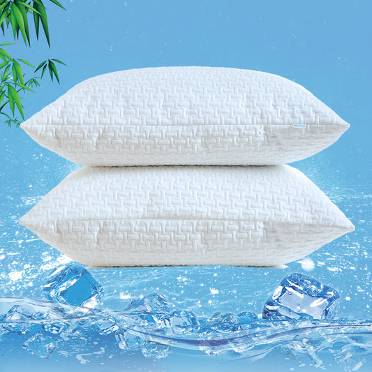 GOGREEN Bamboo Waterproof Pillow Protector, Breathable Pillow Cover, 3D Air Fabric Cooling Pillow Case Protector with Zipper (2 Packs, White)