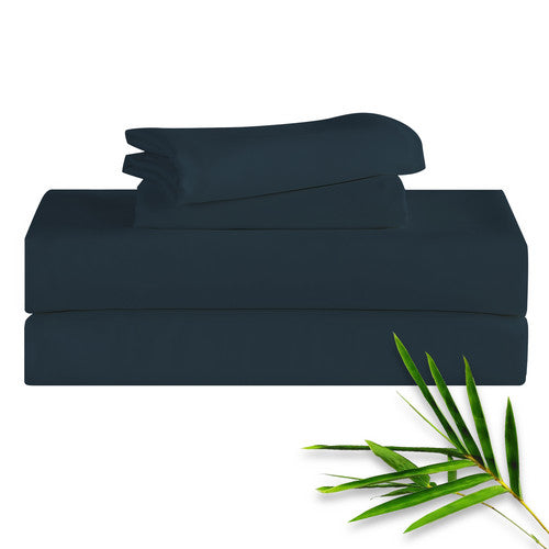 Hitime 50% Bamboo & 50% Microfiber Solid 4 Pieces Printed Sheet Set Deep Pocket Fit 14", Breathable Super Soft Sheet Set Cooling Sheets, Luxury Hotel Style Home Decor Bed Sheet Set, Gift for Women, Men