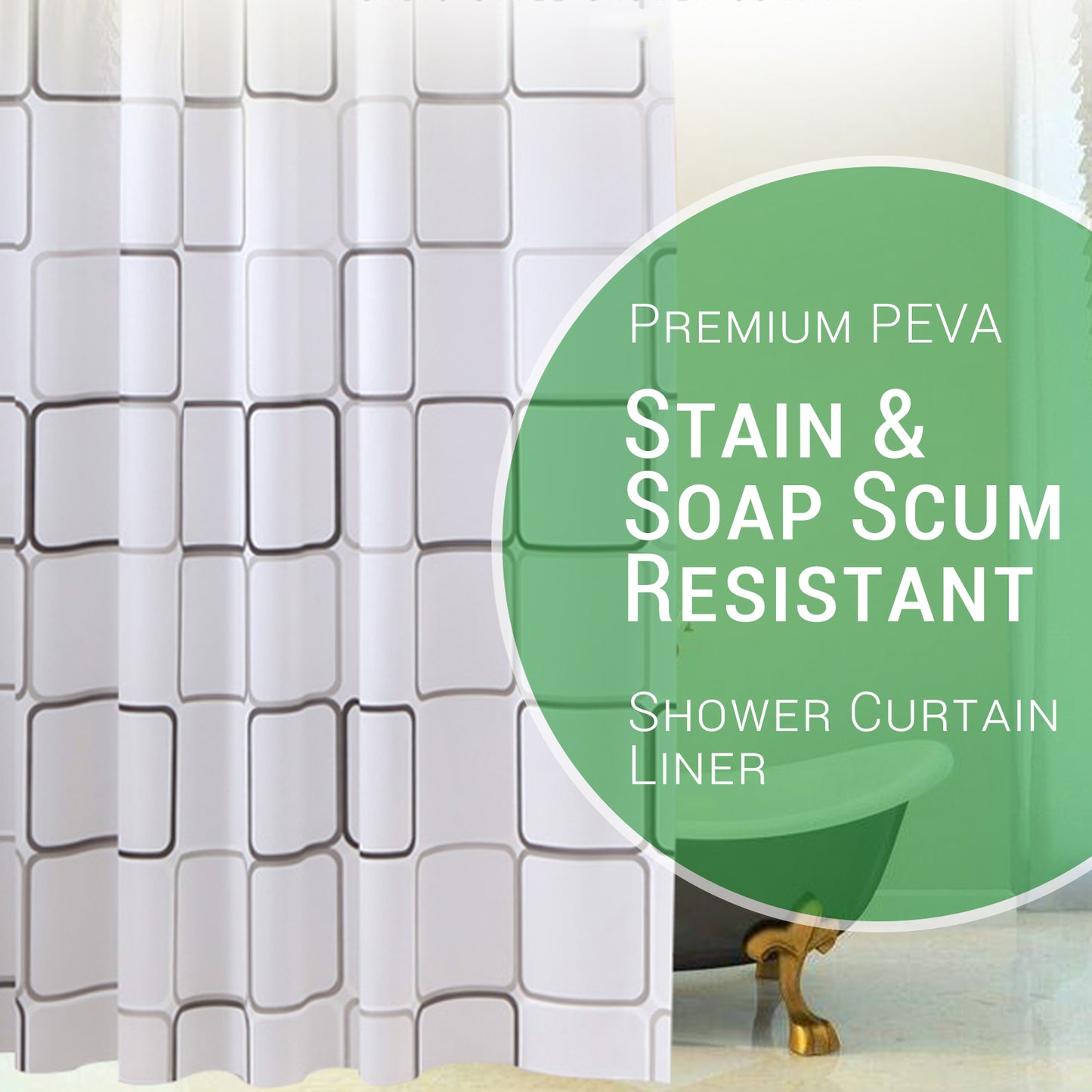 Gogreen Bathroom Shower Curtain - Waterproof Plastic Shower Curtain Premium PEVA Non-Toxic with Rust Proof Grommets Clear 8G Heavy Duty Bathroom Accessories (72x72)