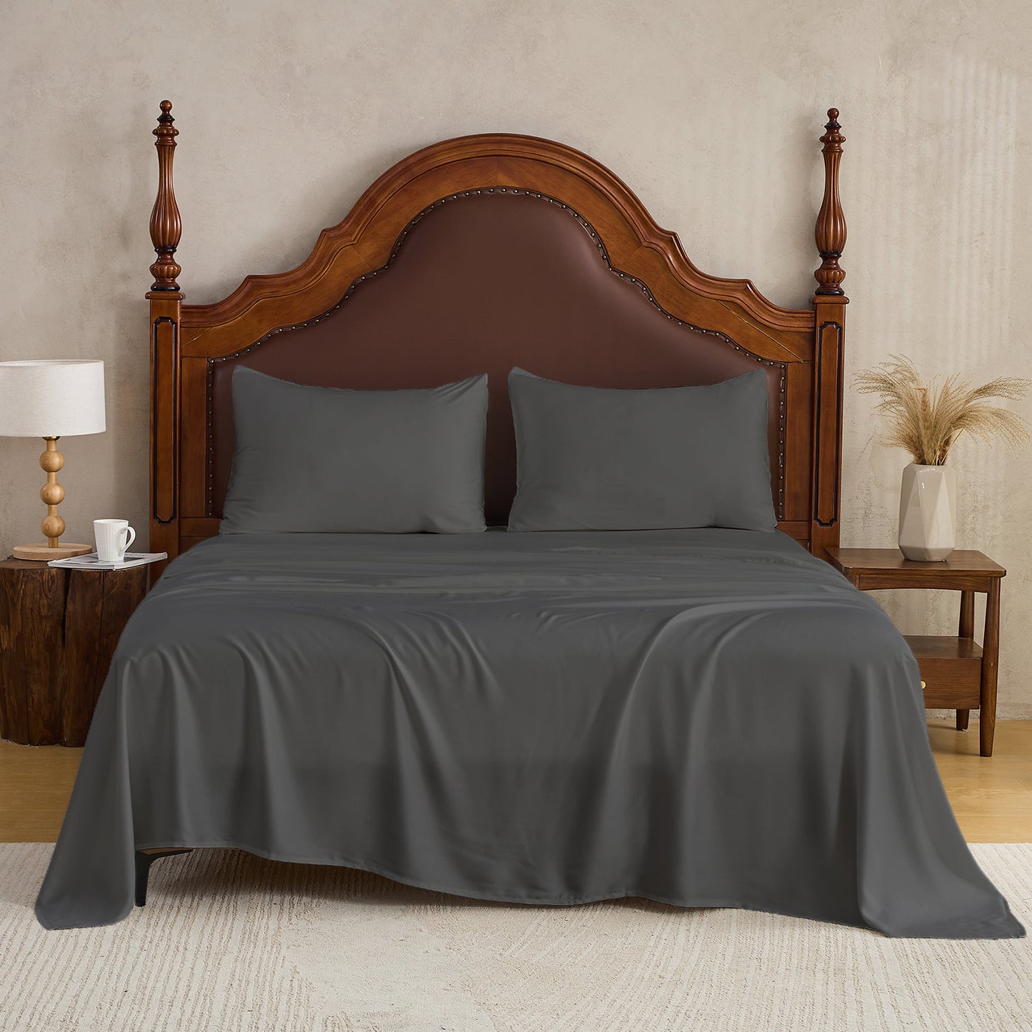 3pc - Gogreen 50% Bamboo & 50% Microfiber Solid 3 Pieces Sheet Set Deep Pocket Fit 16"