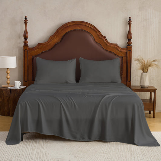 3pc - Gogreen 50% Bamboo & 50% Microfiber Solid 3 Pieces Sheet Set Deep Pocket Fit 16"