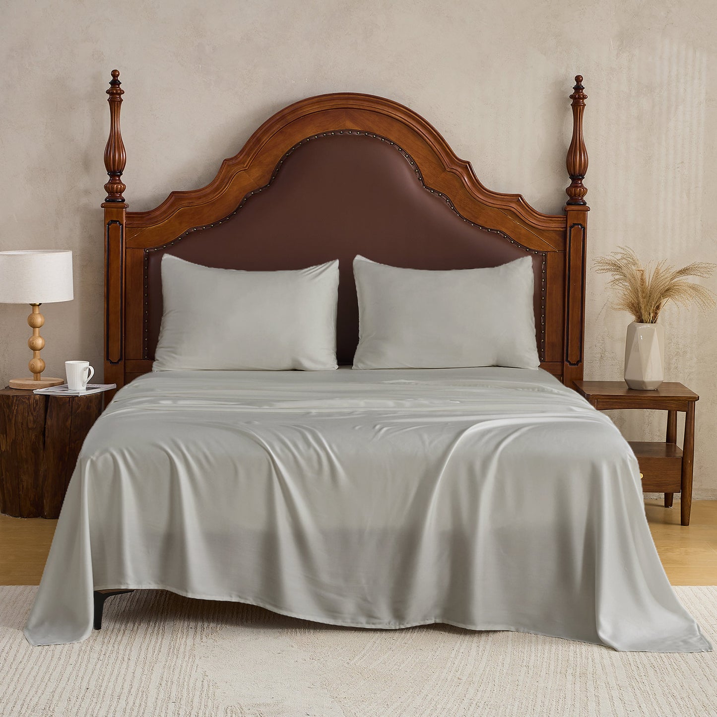 3pc - Gogreen 50% Bamboo & 50% Microfiber Solid 3 Pieces Sheet Set Deep Pocket Fit 16"