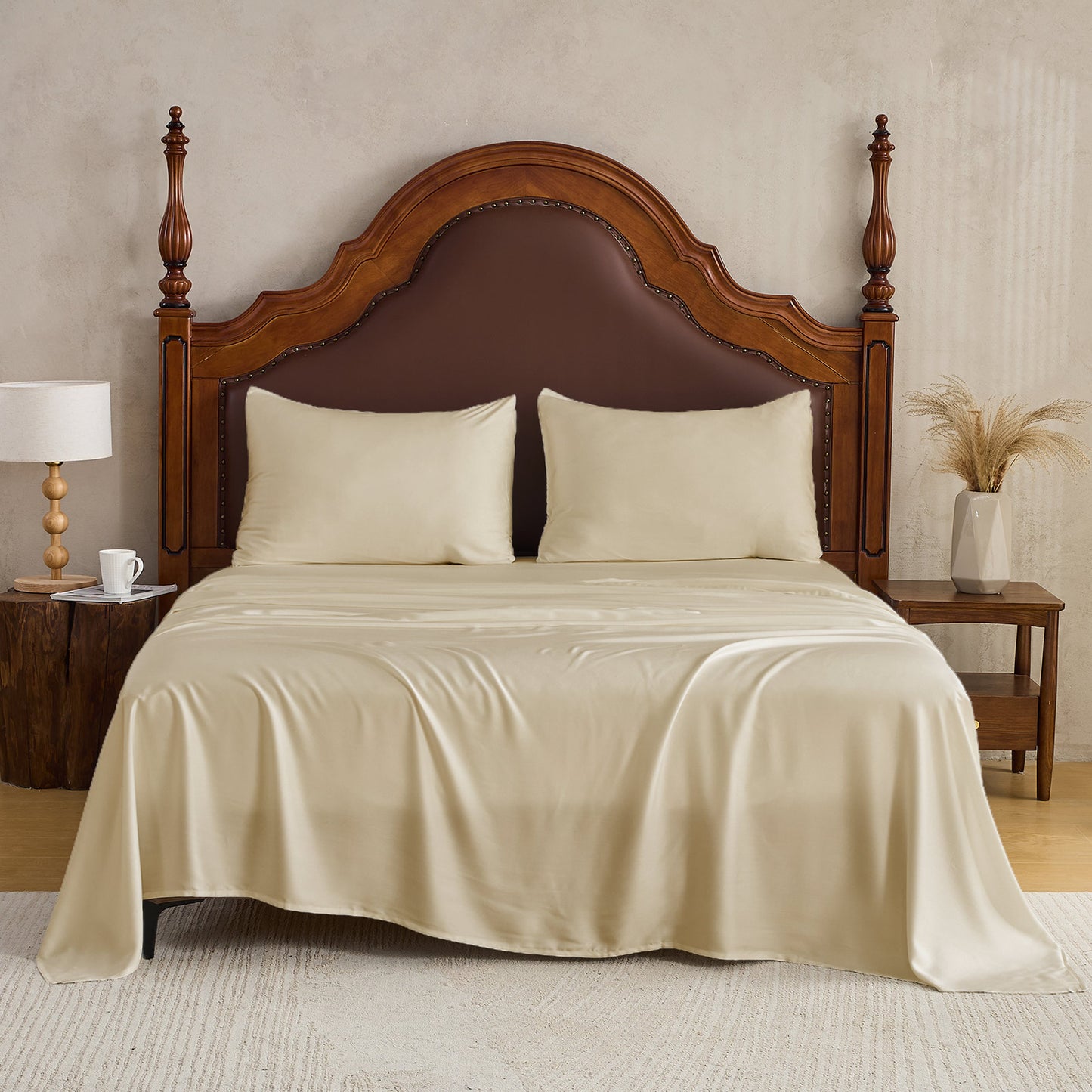 3pc - Gogreen 50% Bamboo & 50% Microfiber Solid 3 Pieces Sheet Set Deep Pocket Fit 16"