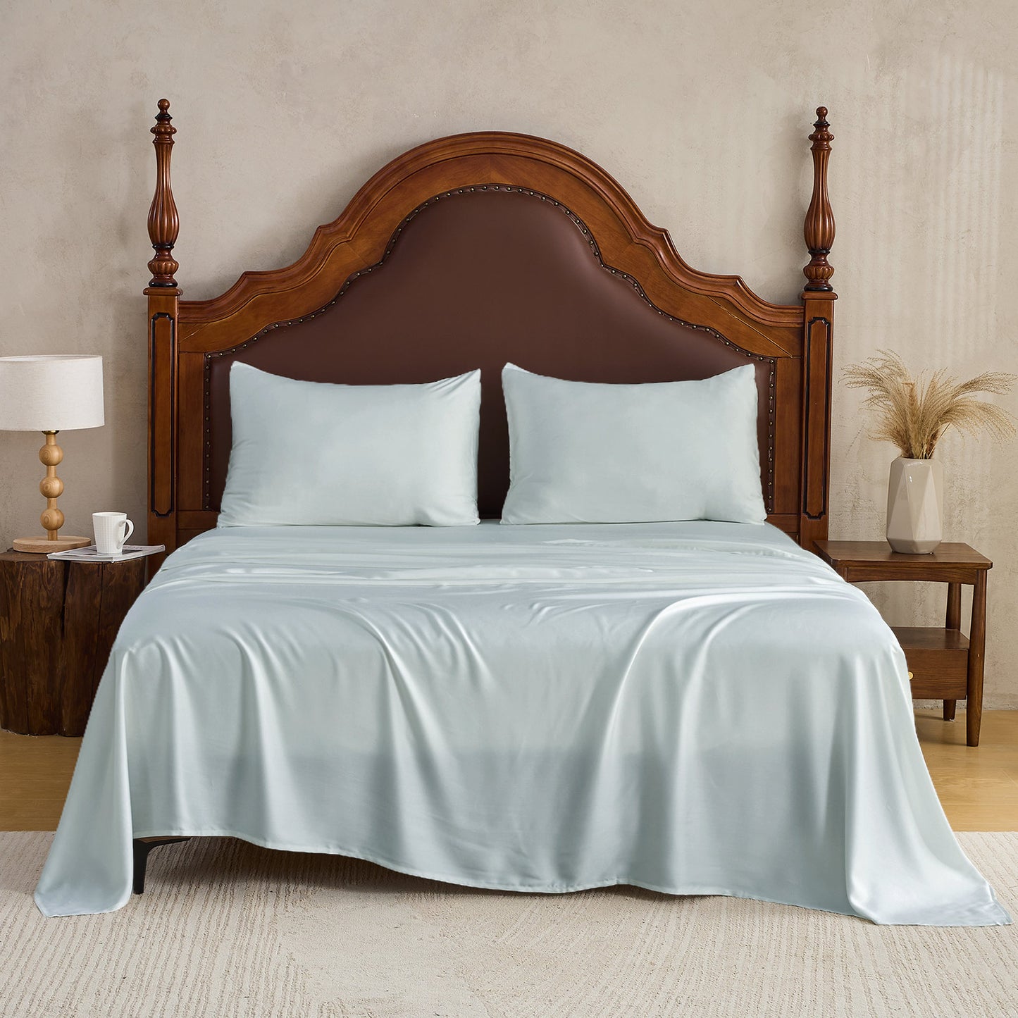 3pc - Gogreen 50% Bamboo & 50% Microfiber Solid 3 Pieces Sheet Set Deep Pocket Fit 16"