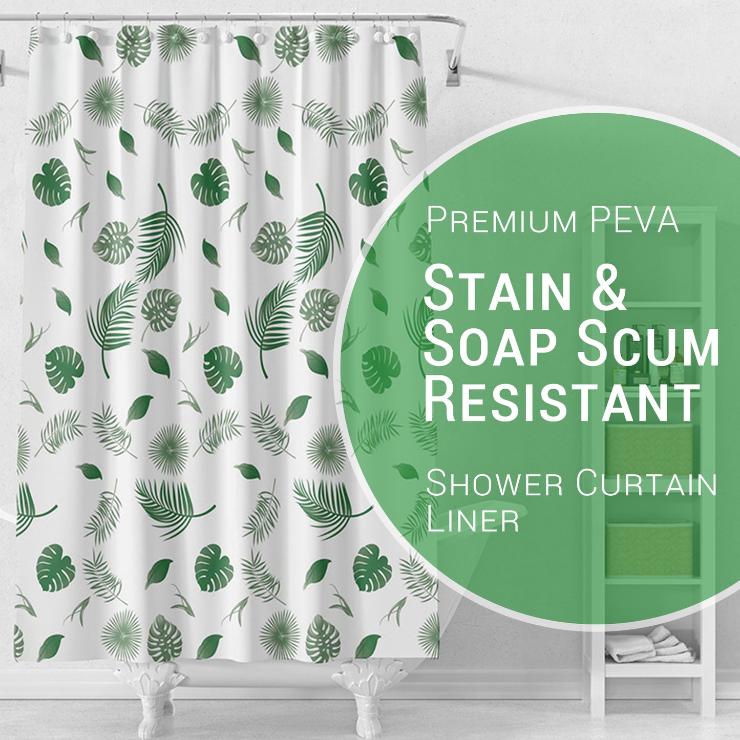 Gogreen Bathroom Shower Curtain - Waterproof Plastic Shower Curtain Premium PEVA Non-Toxic with Rust Proof Grommets Clear 8G Heavy Duty Bathroom Accessories (72x72)