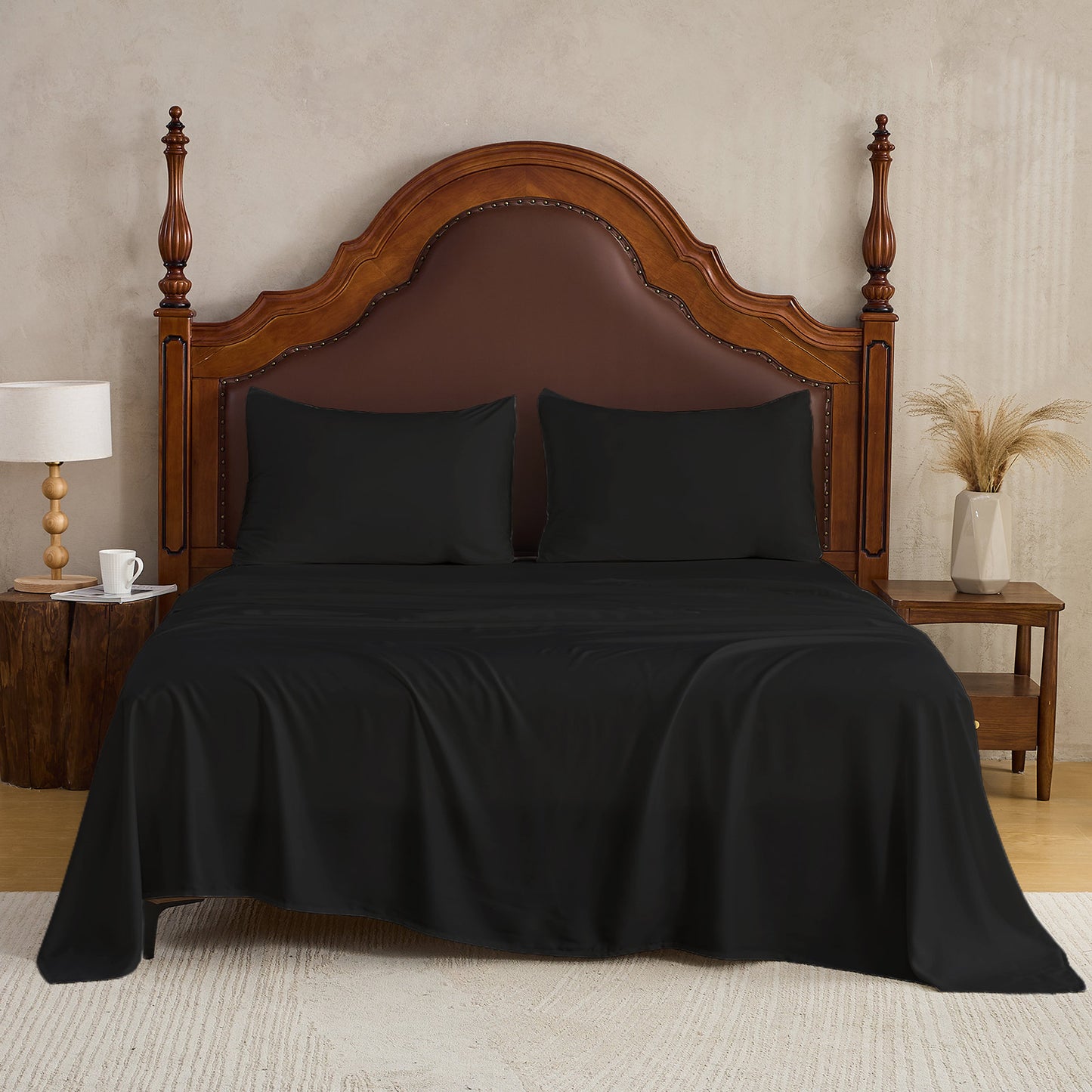 3pc - Gogreen 50% Bamboo & 50% Microfiber Solid 3 Pieces Sheet Set Deep Pocket Fit 16"