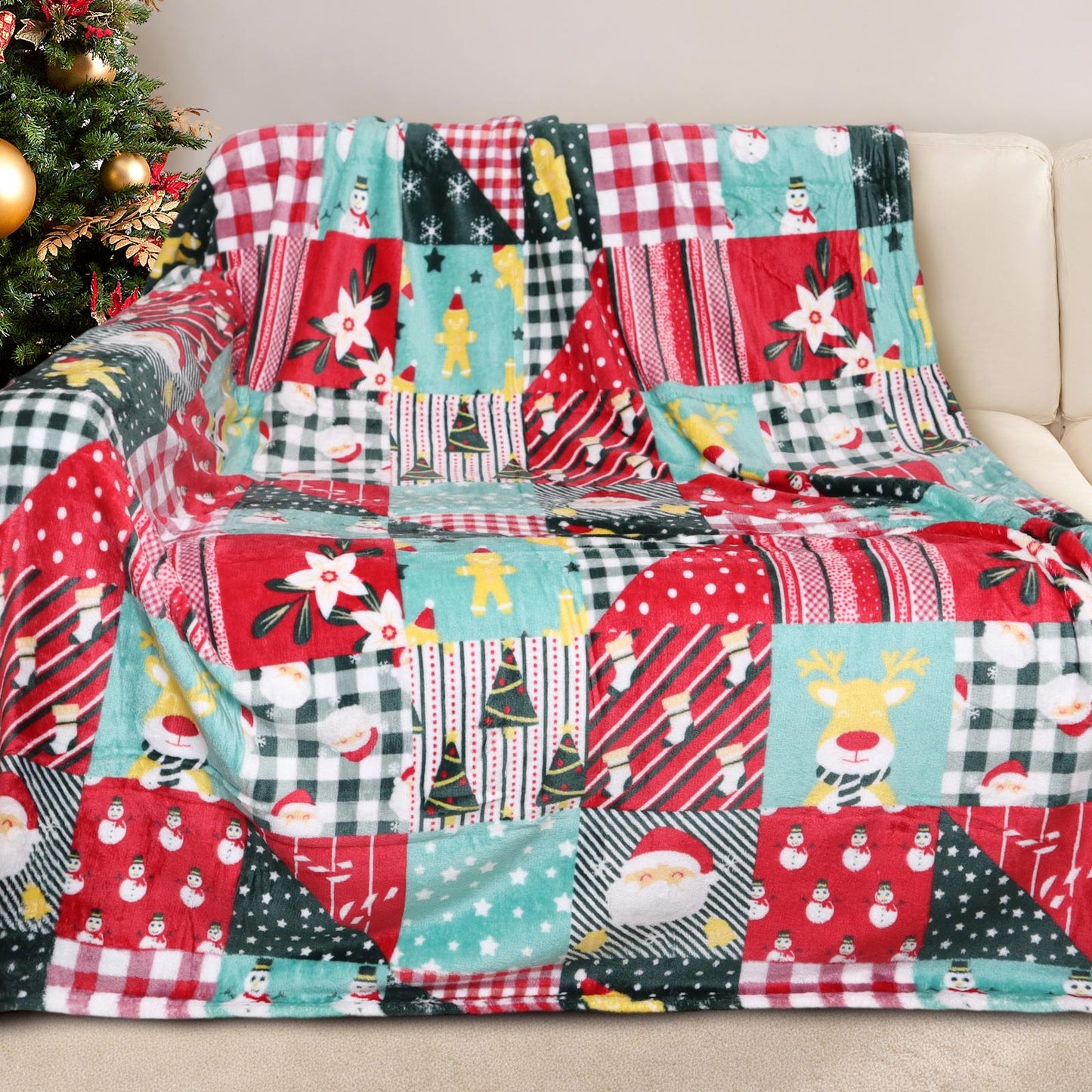 Gogreen Christmas Fleece Throw Blanket for Couch & Bed - Lightweight Plush Cozy Fuzzy Soft Blankets and Throws for Sofa