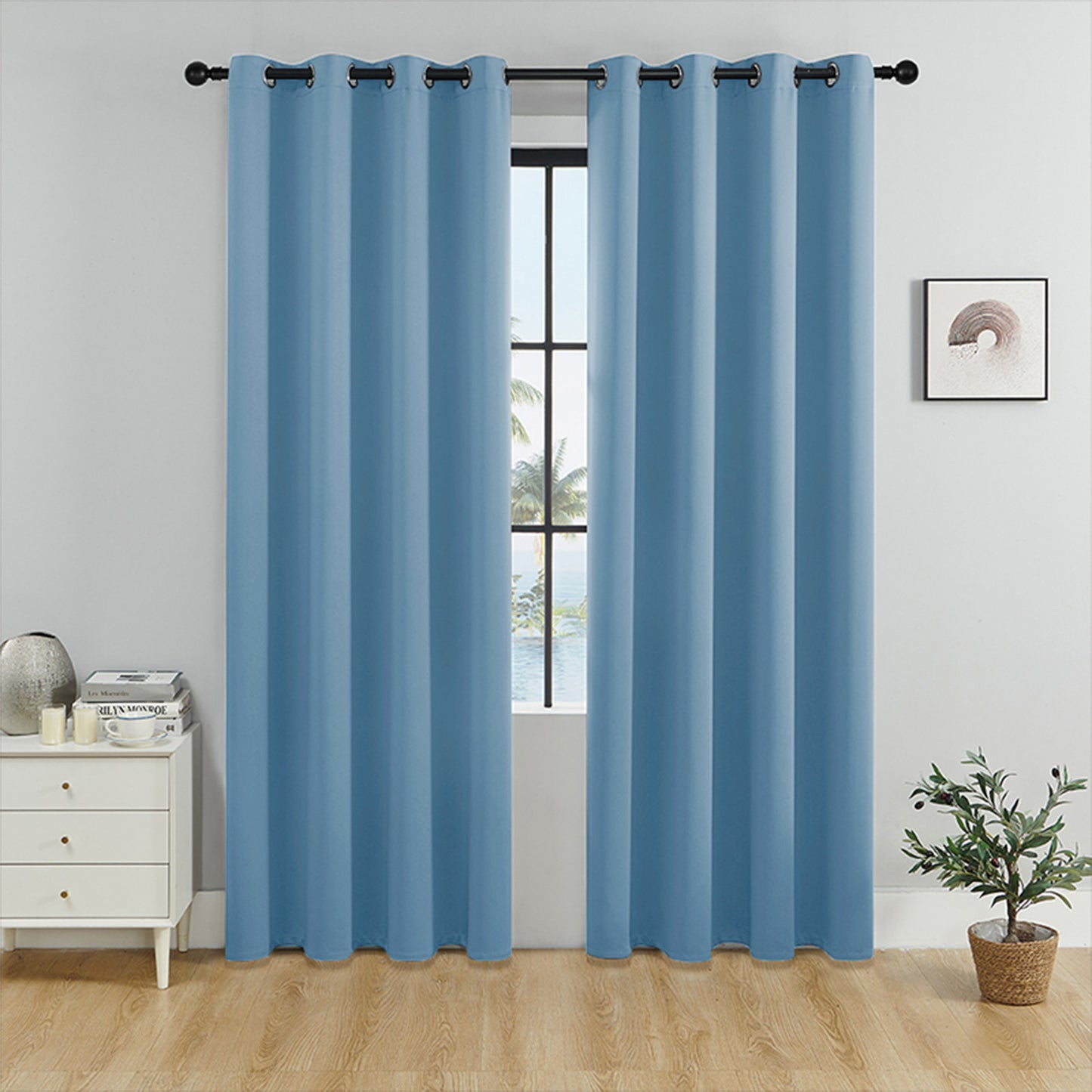 Gogreen Solid Thermal Insulated Grommet Blackout Curtains/Drapes for Bedroom Window (2 Panels)