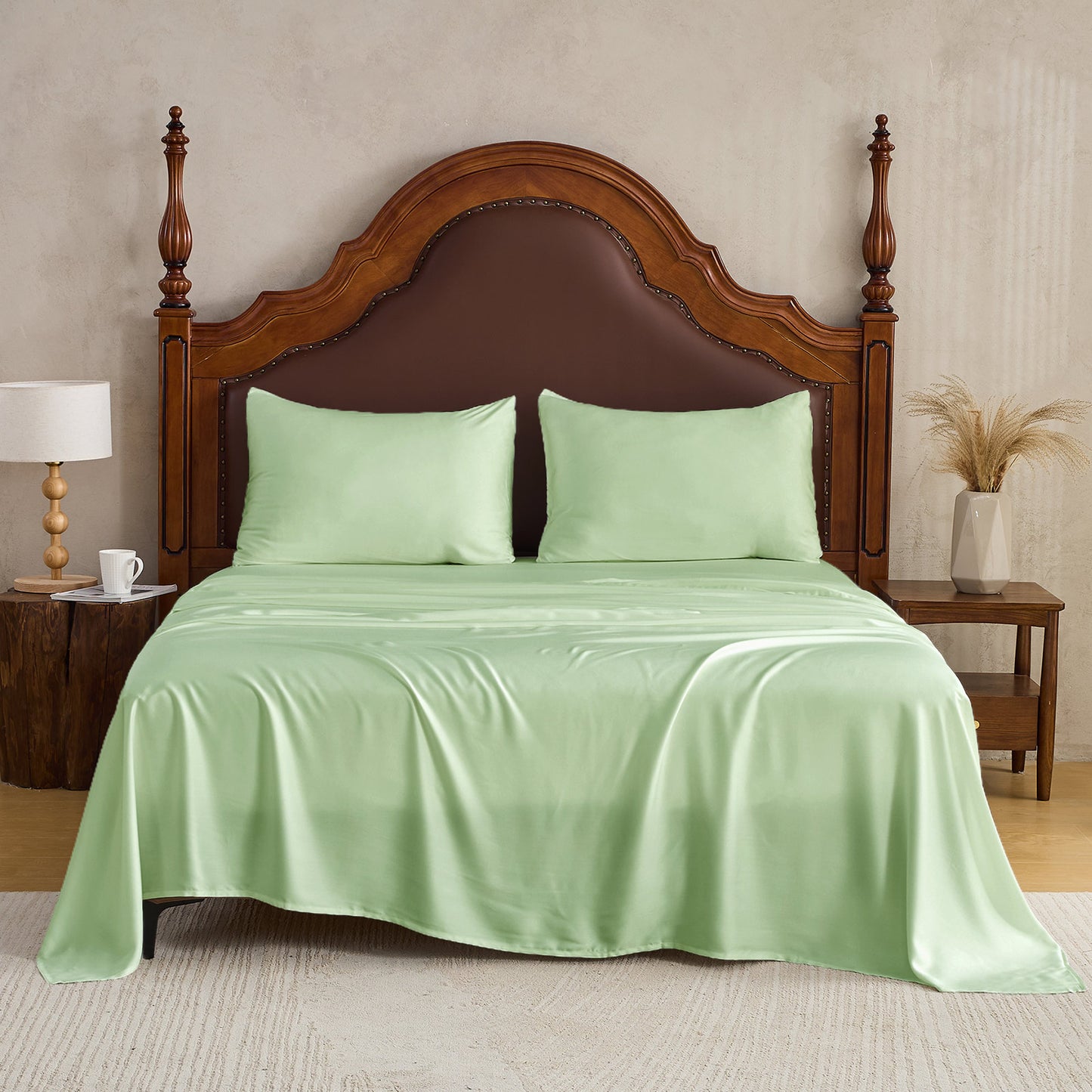 3pc - Gogreen 50% Bamboo & 50% Microfiber Solid 3 Pieces Sheet Set Deep Pocket Fit 16"