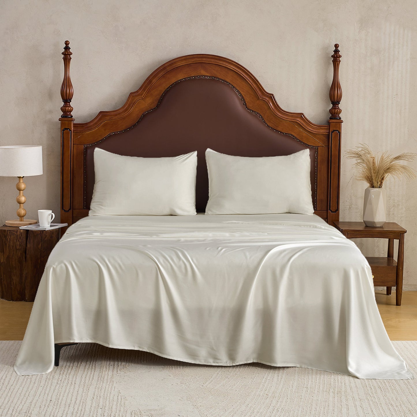 3pc - Gogreen 50% Bamboo & 50% Microfiber Solid 3 Pieces Sheet Set Deep Pocket Fit 16"