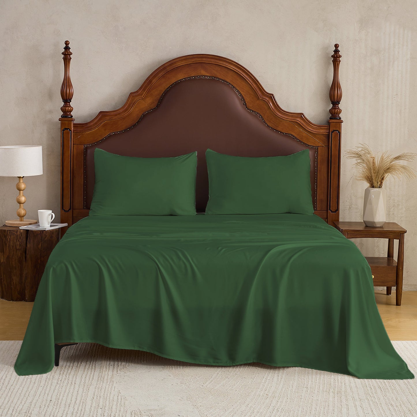 3pc - Gogreen 50% Bamboo & 50% Microfiber Solid 3 Pieces Sheet Set Deep Pocket Fit 16"