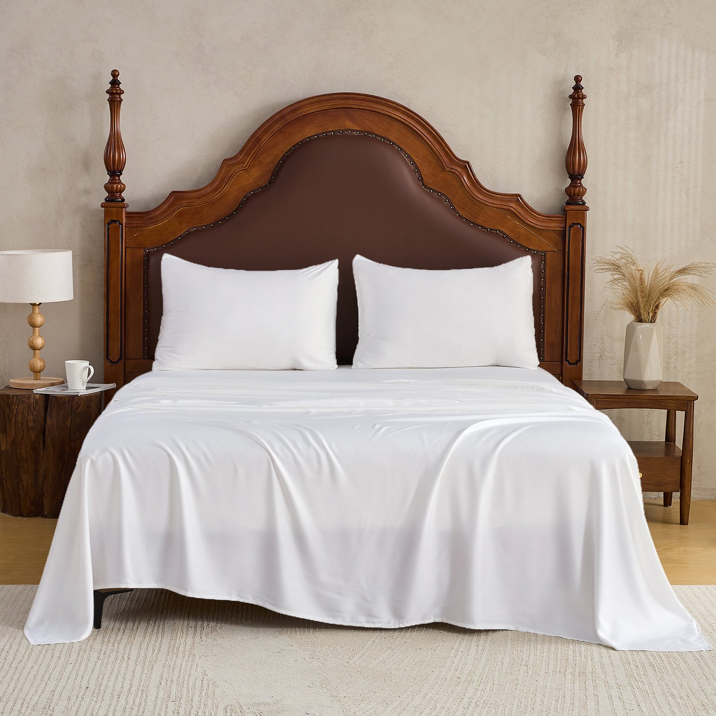 3pc - Gogreen 50% Bamboo & 50% Microfiber Solid 3 Pieces Sheet Set Deep Pocket Fit 16"