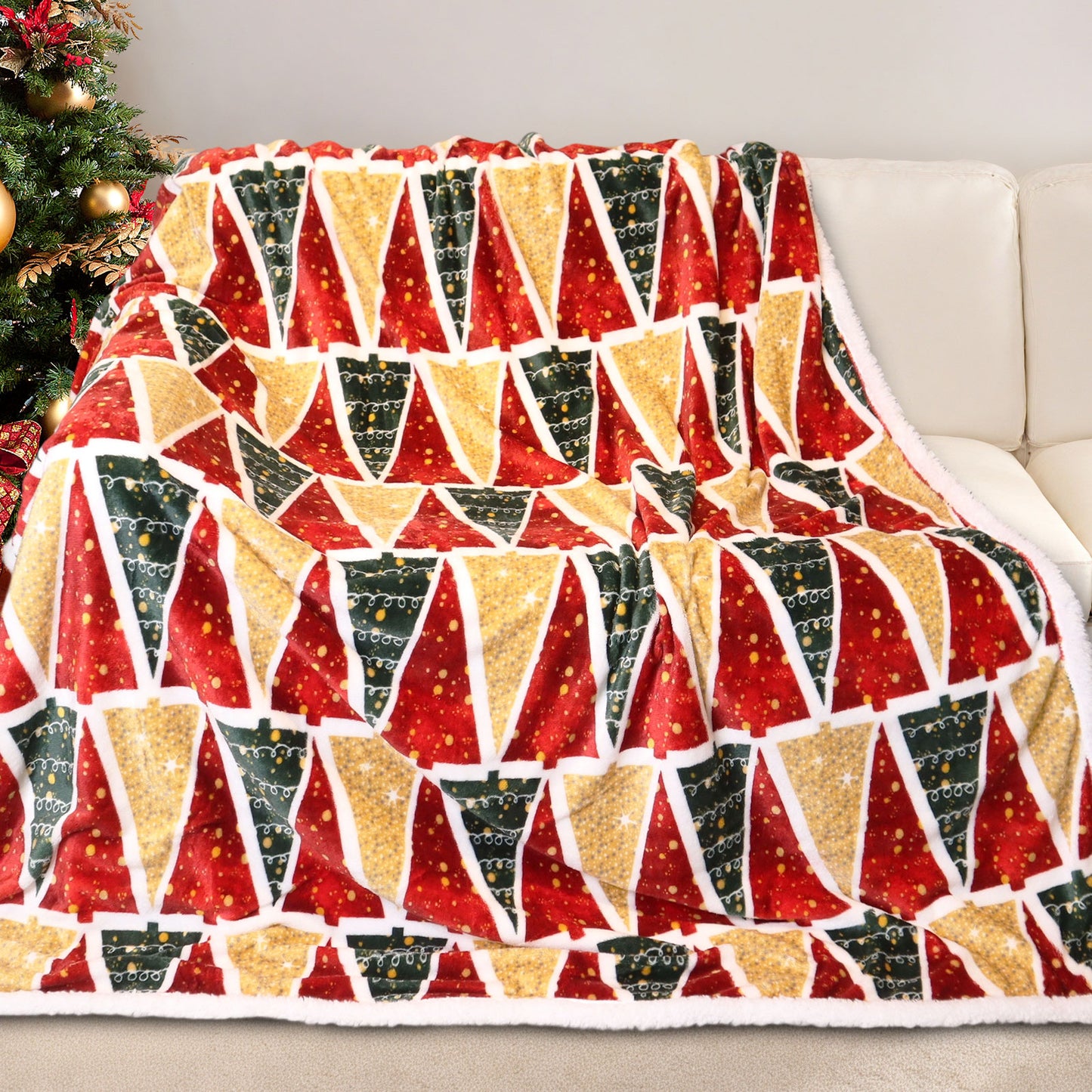 Gogreen Double Sided Christmas Fleece Throw Blanket for Couch & Bed - Lightweight Plush Cozy Fuzzy Soft Blankets and Throws for Sofa