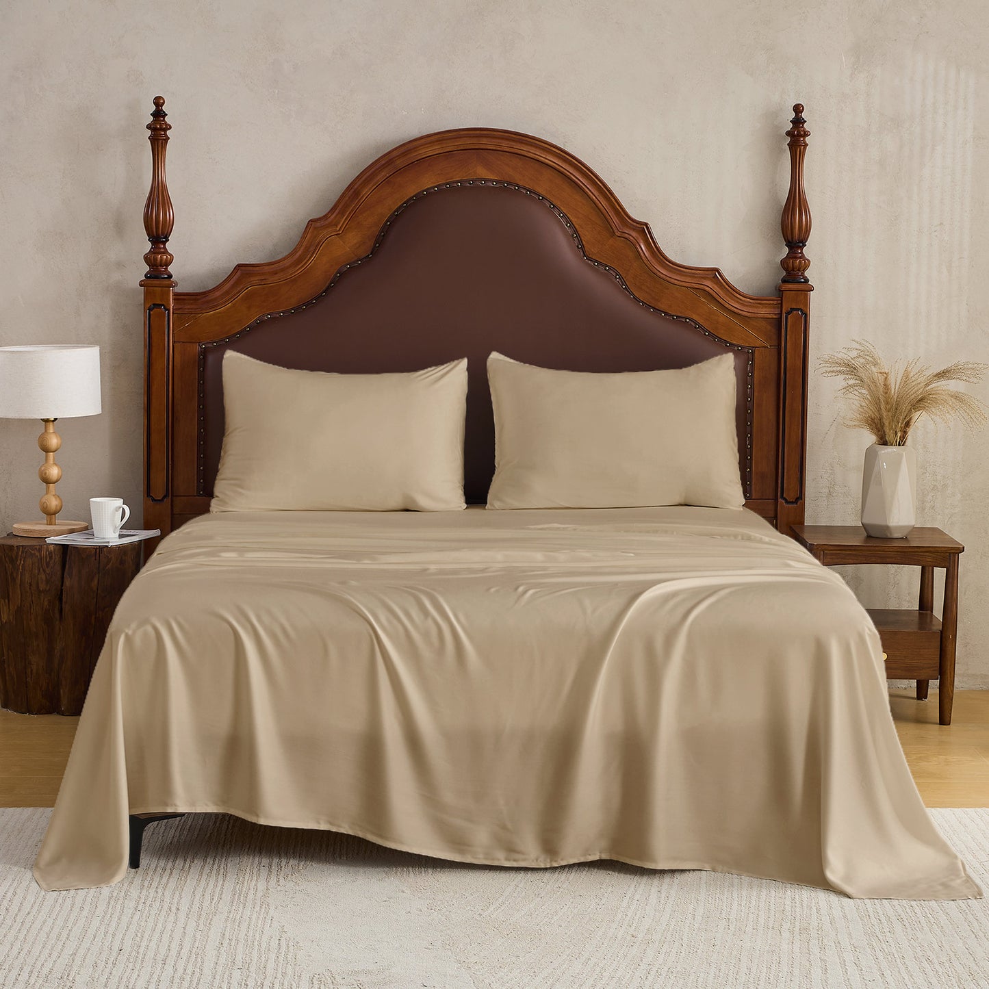 3pc - Gogreen 50% Bamboo & 50% Microfiber Solid 3 Pieces Sheet Set Deep Pocket Fit 16"