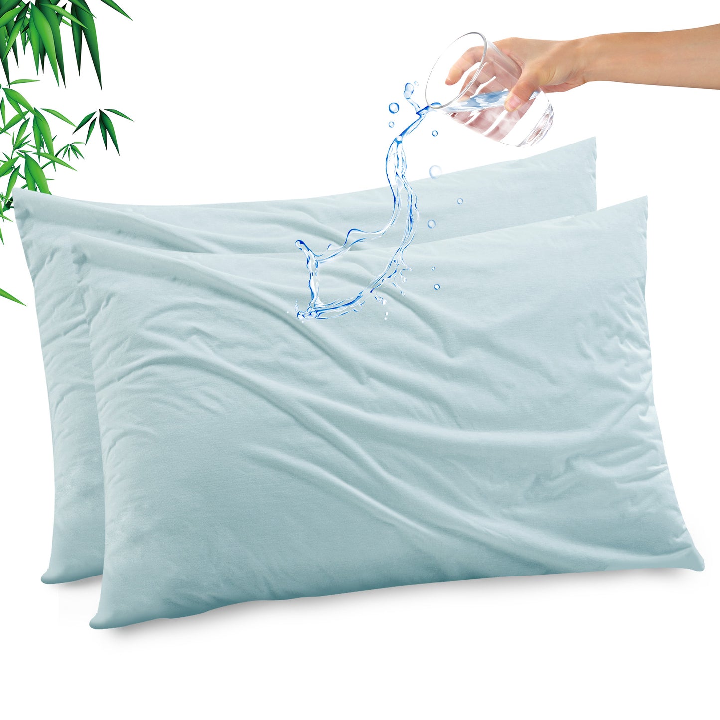 KINGREST Waterproof Pillow Protectors with Zipper (Pack of 2)