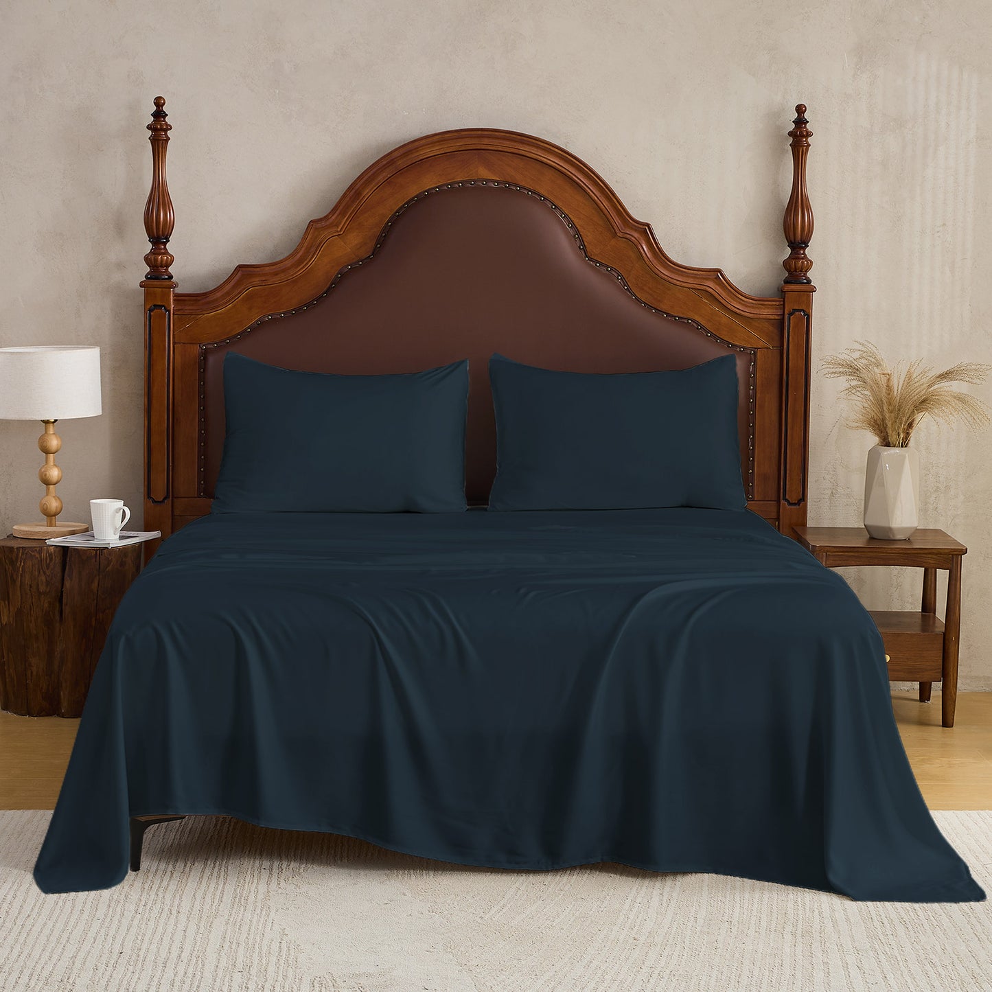 3pc - Gogreen 50% Bamboo & 50% Microfiber Solid 3 Pieces Sheet Set Deep Pocket Fit 16"
