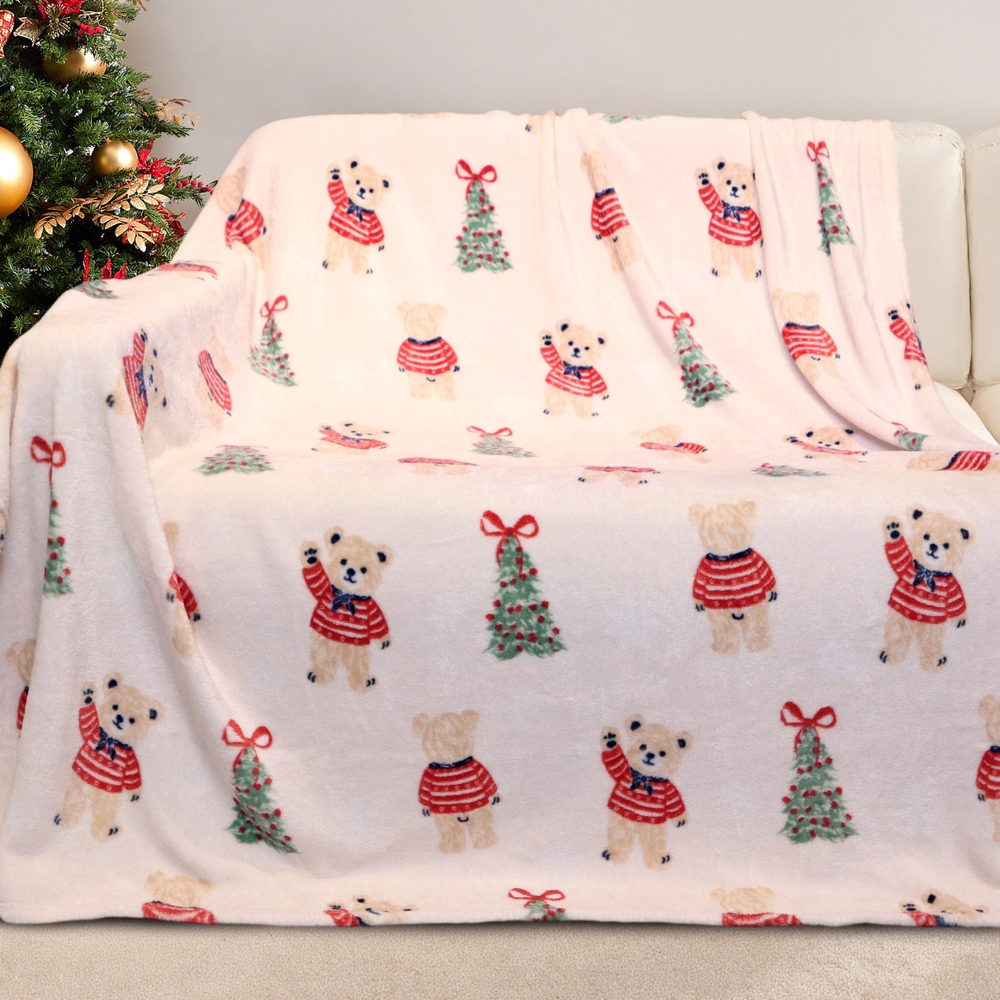 Gogreen Christmas Fleece Throw Blanket for Couch & Bed - Lightweight Plush Cozy Fuzzy Soft Blankets and Throws for Sofa