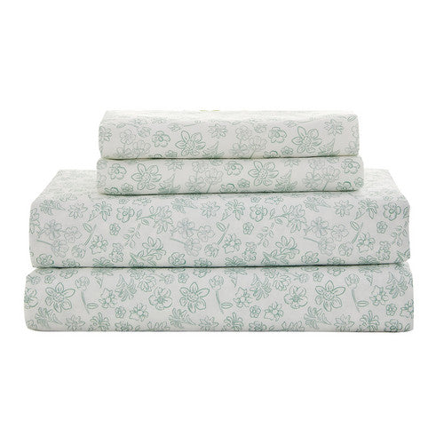 Gogreen 100% Cotton 4 Pieces Printed Sheet Set Deep Pocket Fit 14", Breathable Super Soft Sheet Set Cooling Sheets, Luxury Hotel Style Home Decor Bed Sheet Set, Gift for Women, Men