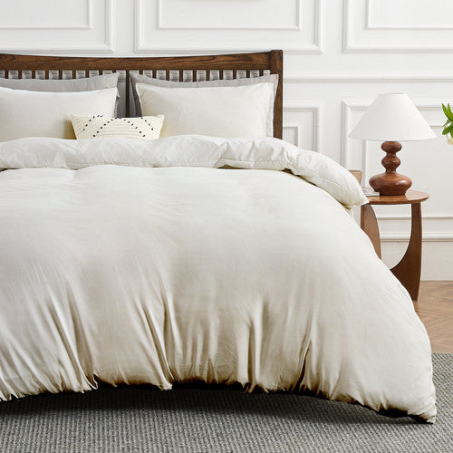 Hitime Microfiber Solid 3 Pieces Printed Duvet Cover Set