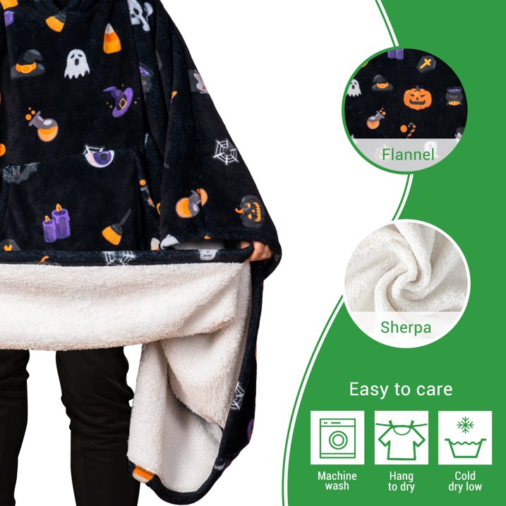 GOGREEN Original | Oversized Wearable Blanket Hoodie, Thick Sherpa Fleece Sweatshirt Hooded Blanket with Giant Hood Kangroo Pocket for Adults Women Men, One Size Fits All