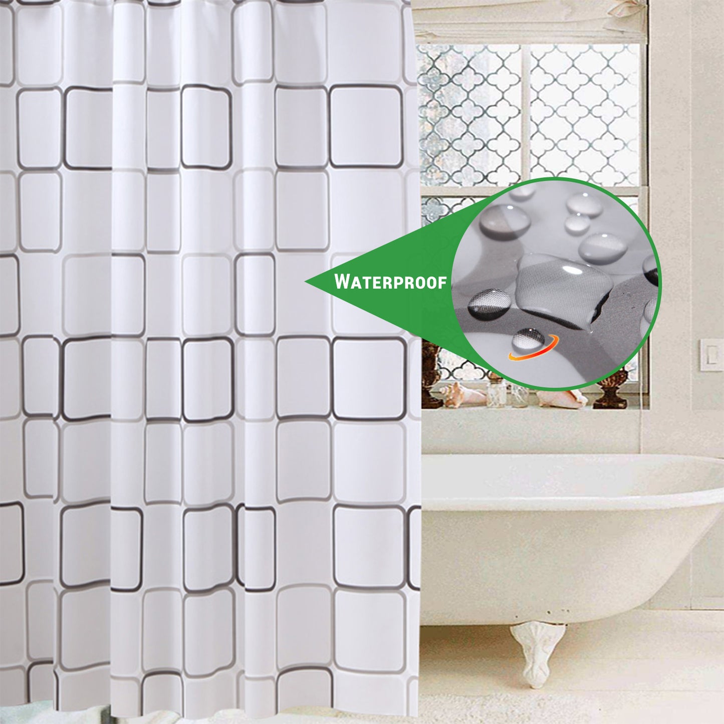 Gogreen Bathroom Shower Curtain - Waterproof Plastic Shower Curtain Premium PEVA Non-Toxic with Rust Proof Grommets Clear 8G Heavy Duty Bathroom Accessories (72x72)