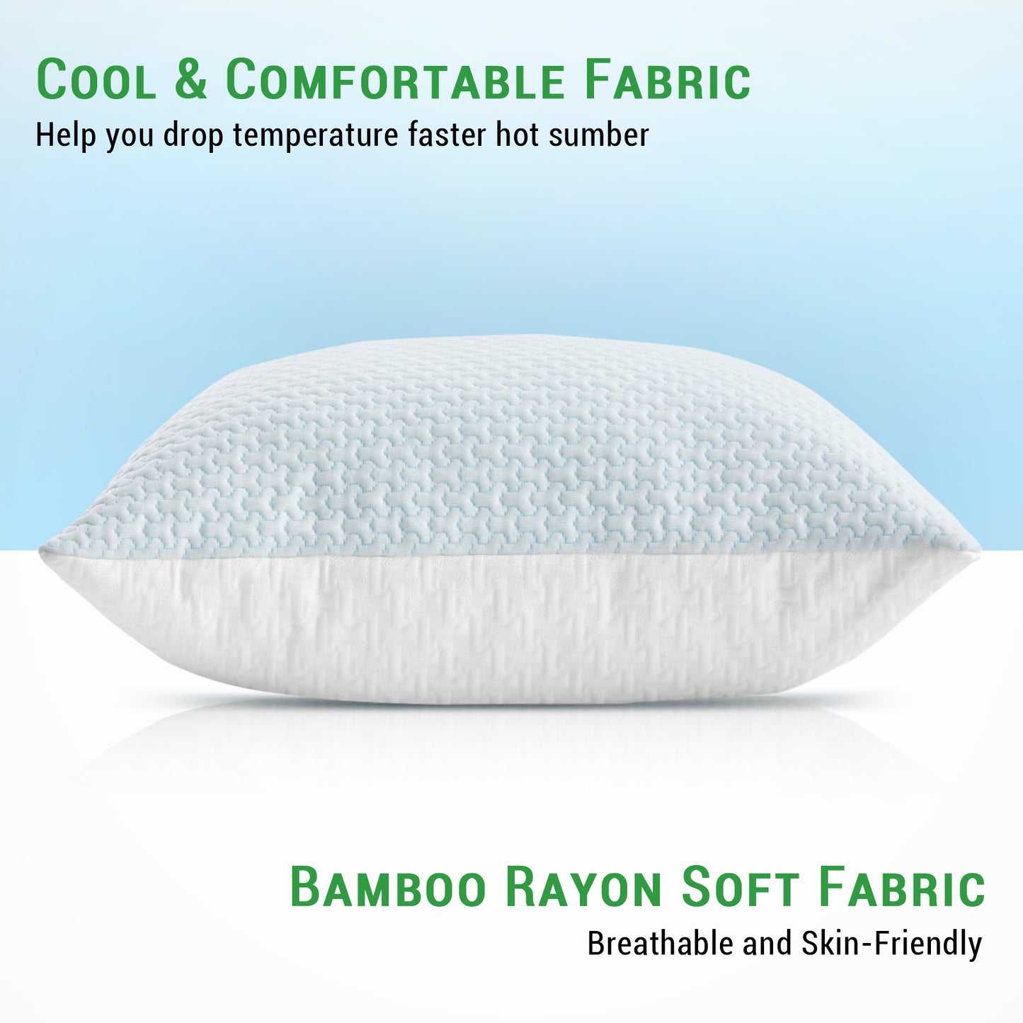 GOGREEN Cooling Shredded Memory Foam Bed Pillows, Adjustable Pillow with Washable Removable Cover for Side Back Stomach Sleepers