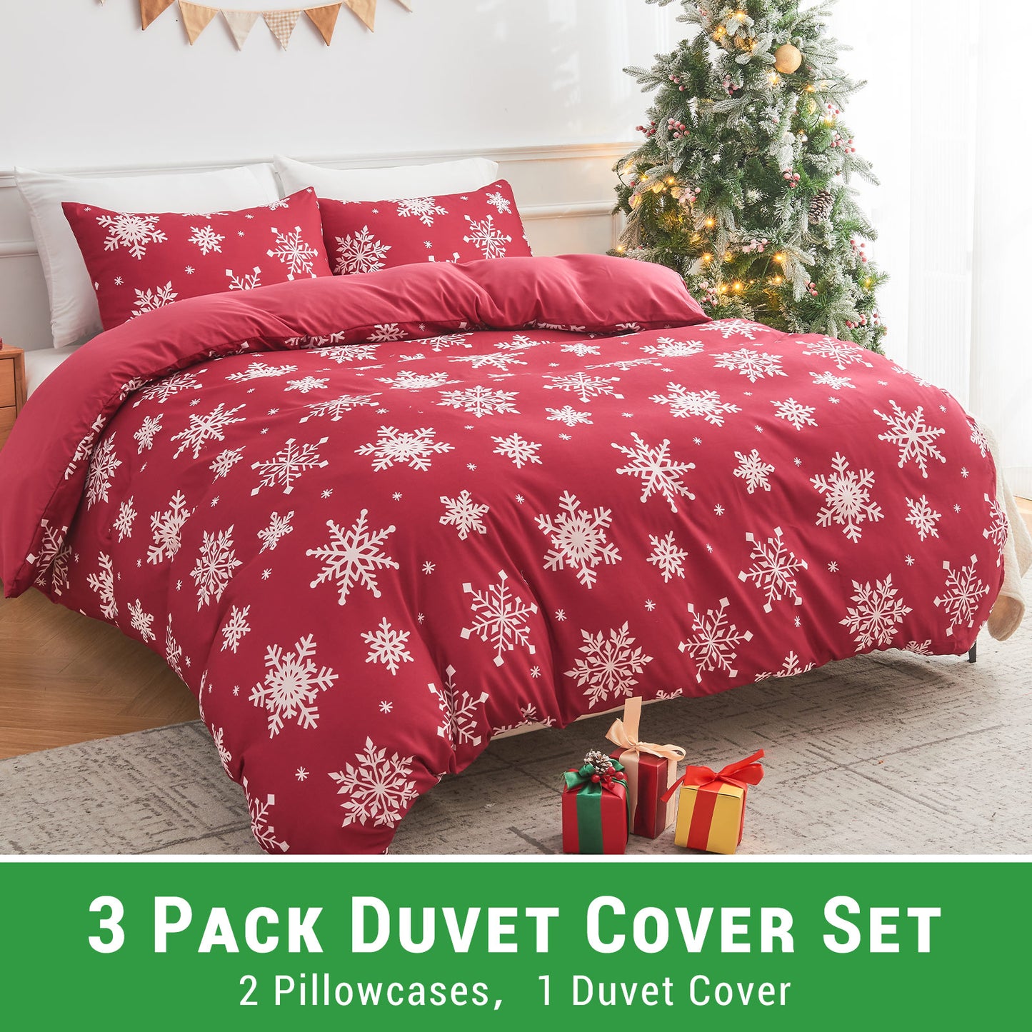 Gogreen Luxury Queen Duvet Cover Floral, Soft & Breathable Microfiber 3 Pieces Queen Bedding Sets, Pattern Queen Comfy Duvet Cover, with Zipper Closure