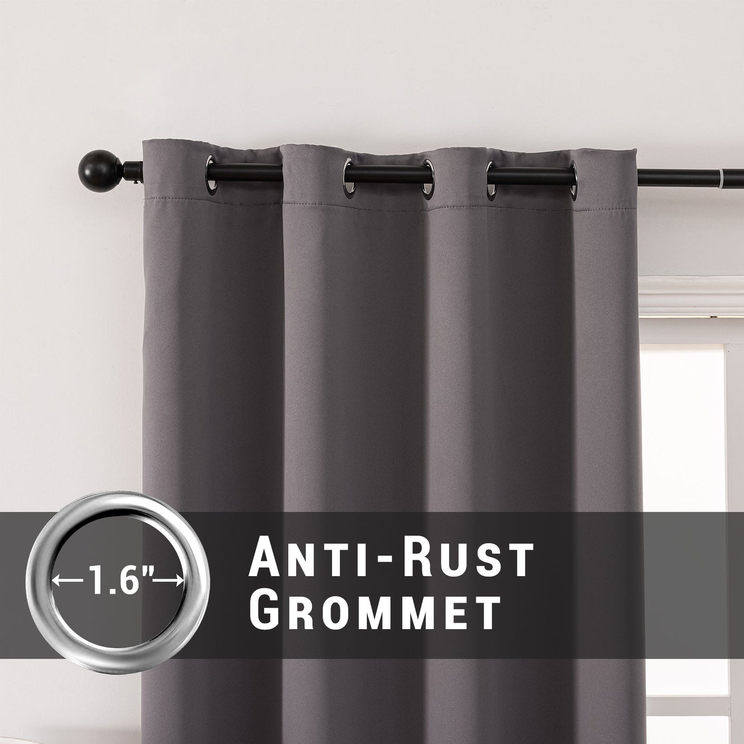 Gogreen Solid Thermal Insulated Grommet Blackout Curtains/Drapes for Bedroom Window (2 Panels)