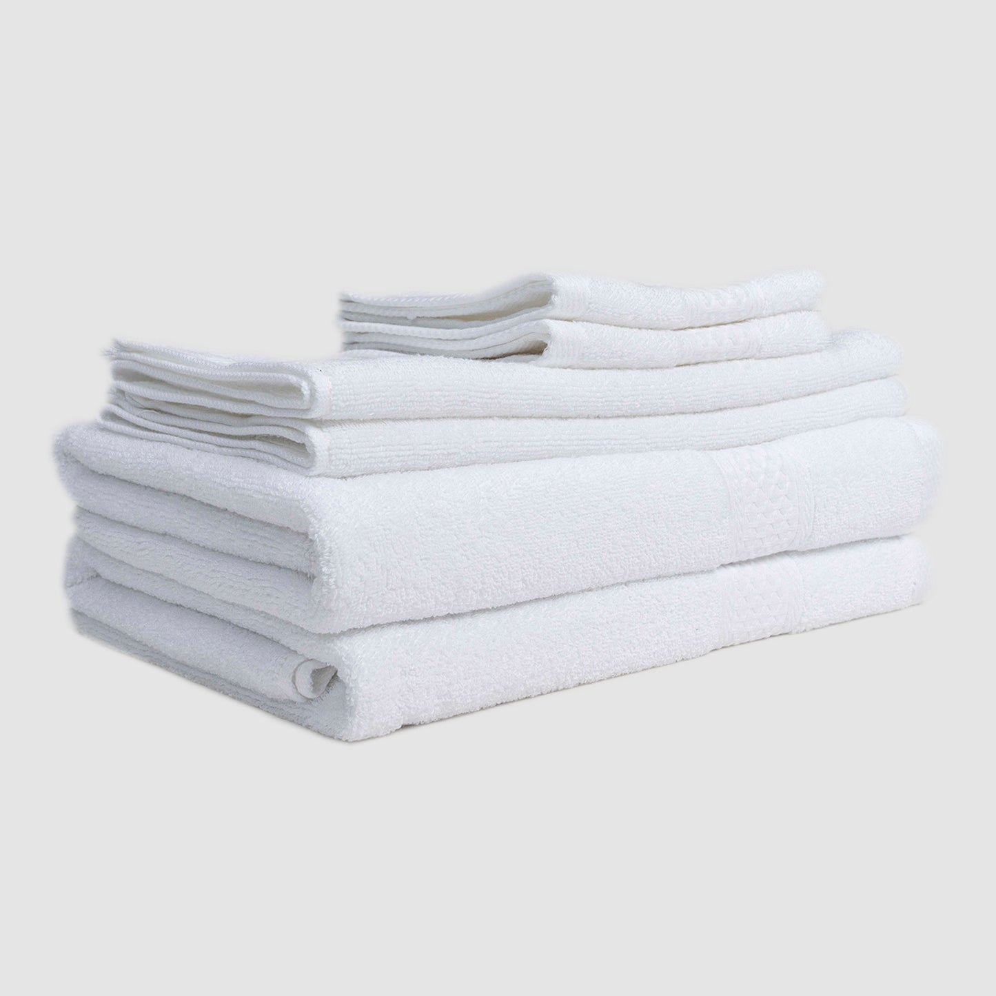 Gogreen White Bath Towel Sets of 6 Pieces, 2 Bath Towels 2 Hand Towels 2 Washcloths, 100% Cotton Highly Absorbent Towels for Bathroom, Gym, Hotel