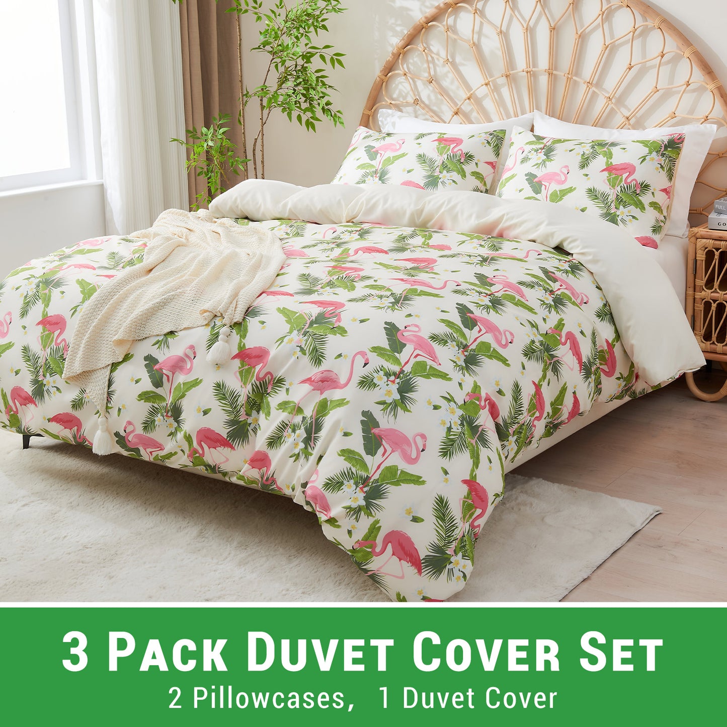 Gogreen Luxury Queen Duvet Cover Floral, Soft & Breathable Microfiber 3 Pieces Queen Bedding Sets, Pattern Queen Comfy Duvet Cover, with Zipper Closure