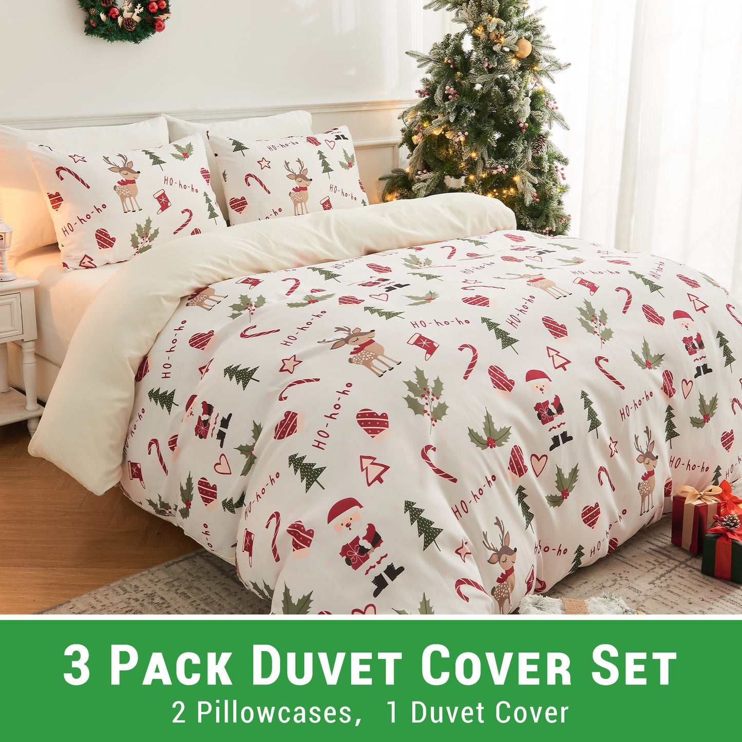 Gogreen Luxury Queen Duvet Cover Floral, Soft & Breathable Microfiber 3 Pieces Queen Bedding Sets, Pattern Queen Comfy Duvet Cover, with Zipper Closure