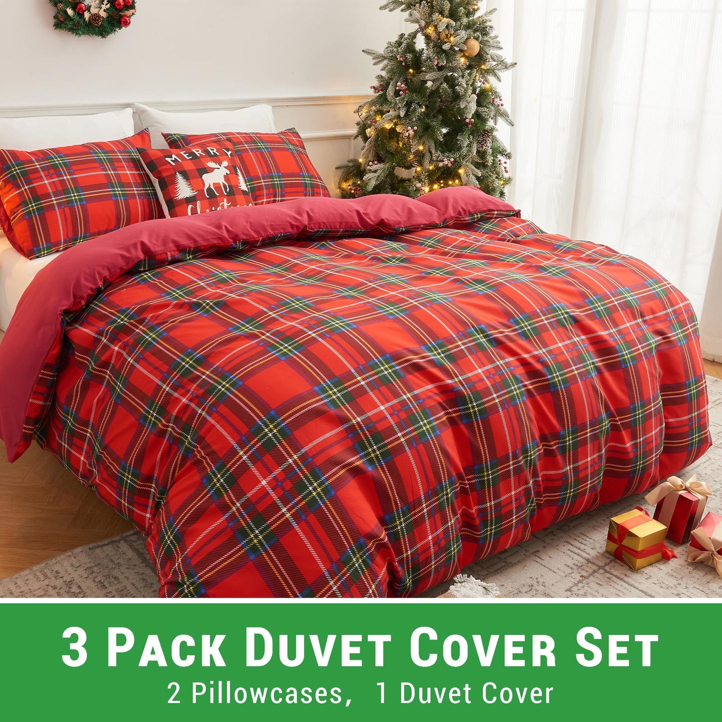 Gogreen Luxury Queen Duvet Cover Floral, Soft & Breathable Microfiber 3 Pieces Queen Bedding Sets, Pattern Queen Comfy Duvet Cover, with Zipper Closure